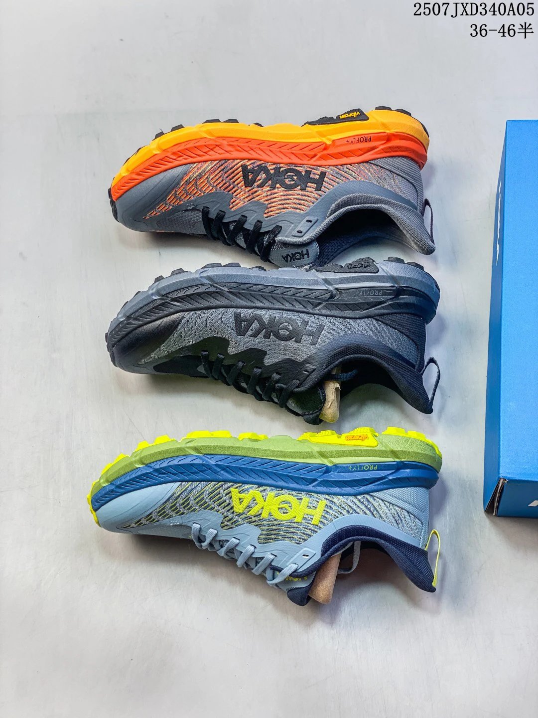 Hoka Gray Orange Cushioned Running Shoes for Men Women