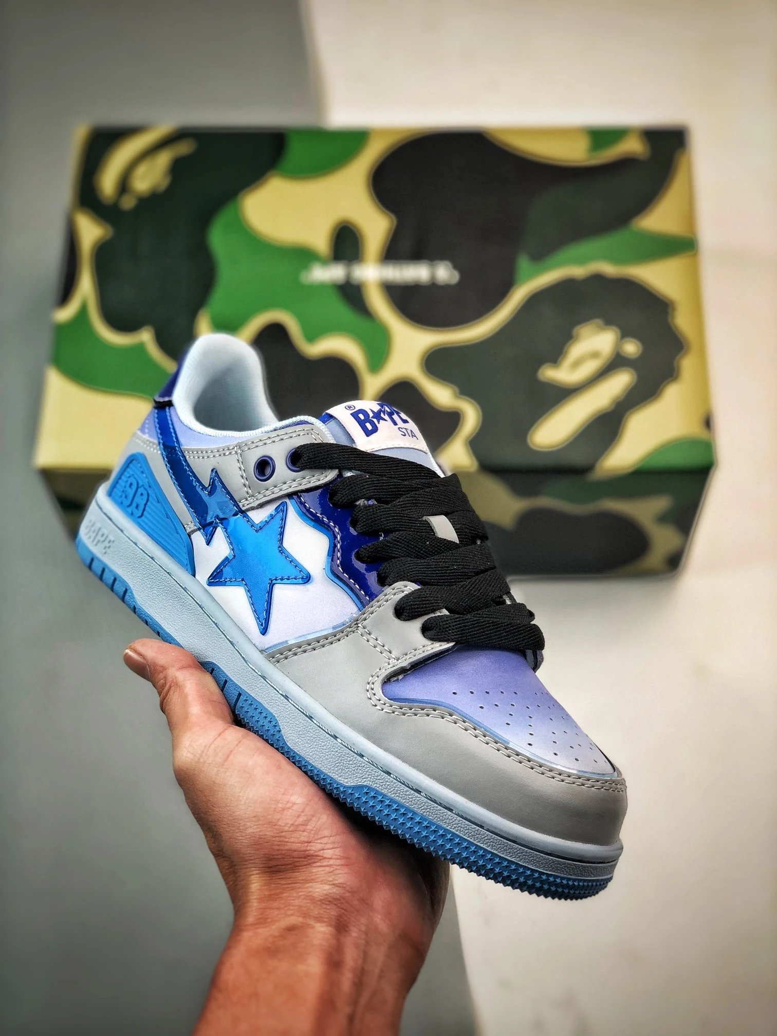Bape BAPE STA White Green Ape Head Low Top Shoes
