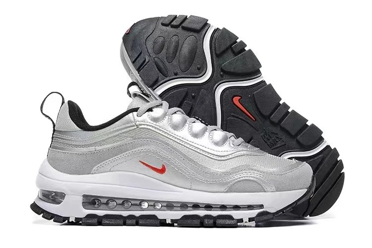 Nike Air Max 97 Silver Grey Red Swoosh Sneakers