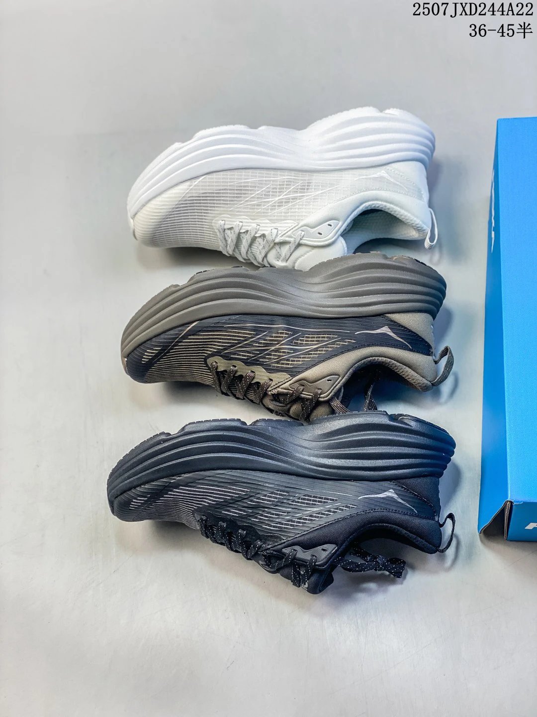HOKA Bondi 8 Grey White Mesh Running Shoes