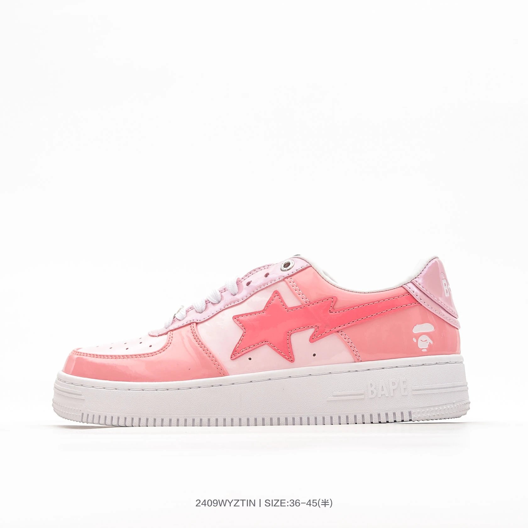 Bape Bapesta Pink Patent Low Top Star Sneakers