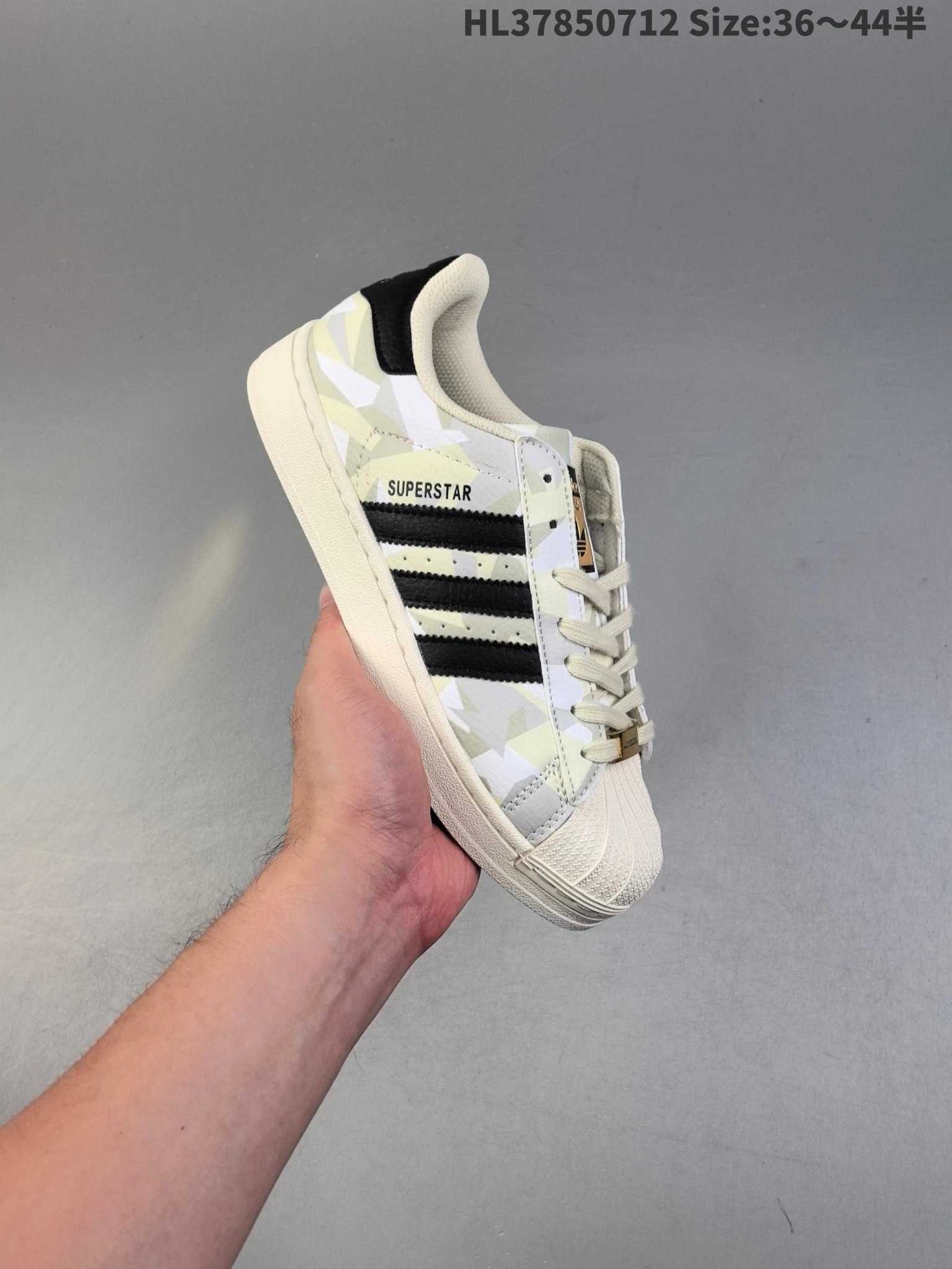 Adidas Superstar Cream Black Camo Shell Toe Sneakers