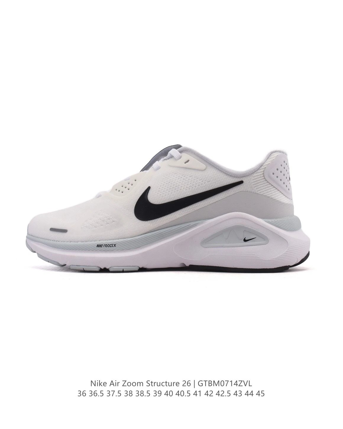 Nike Air Zoom Structure 26 White Grey Running Shoes