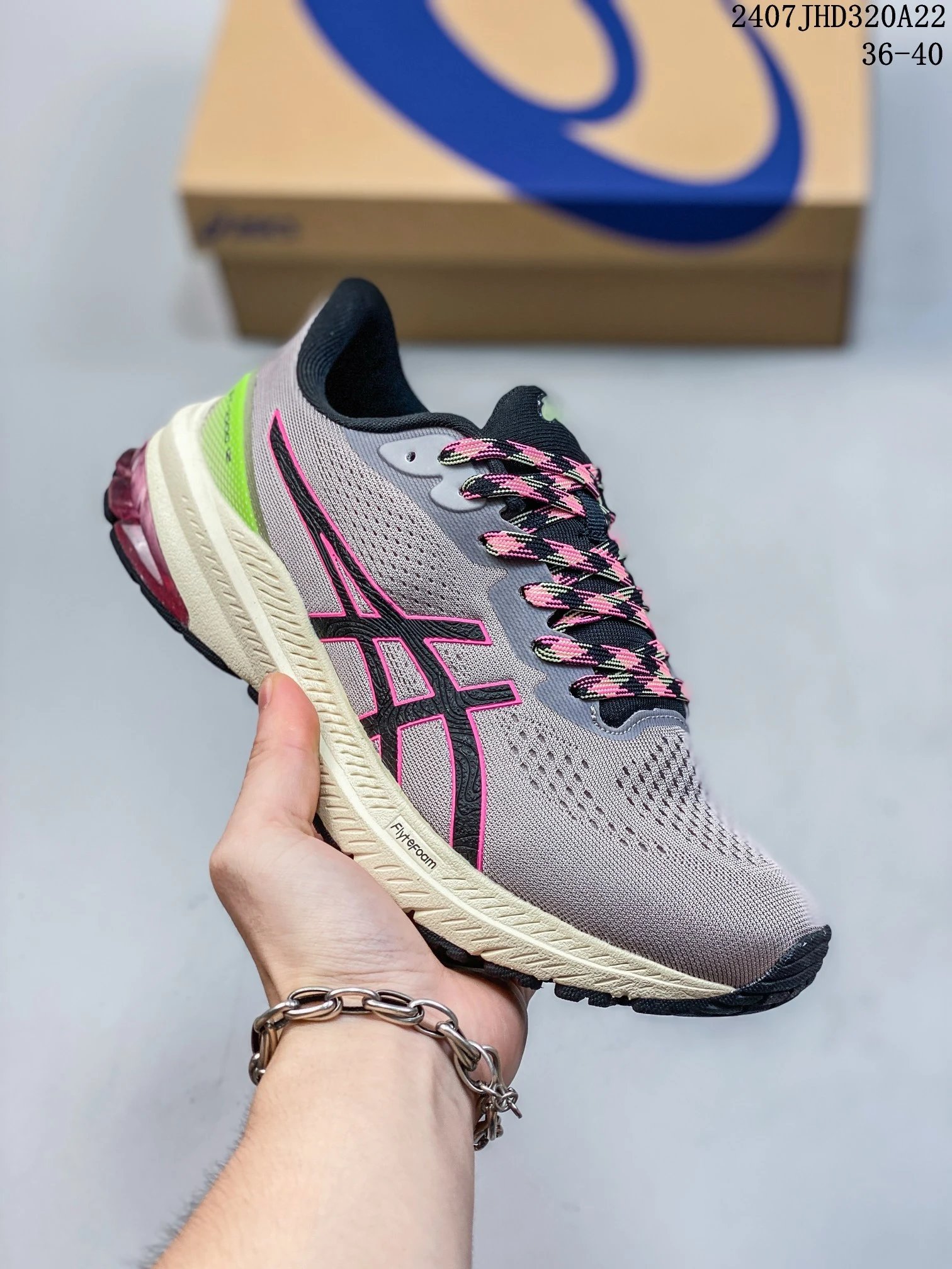 Asics Gel-Kayano Grey Pink Mesh Running Shoes