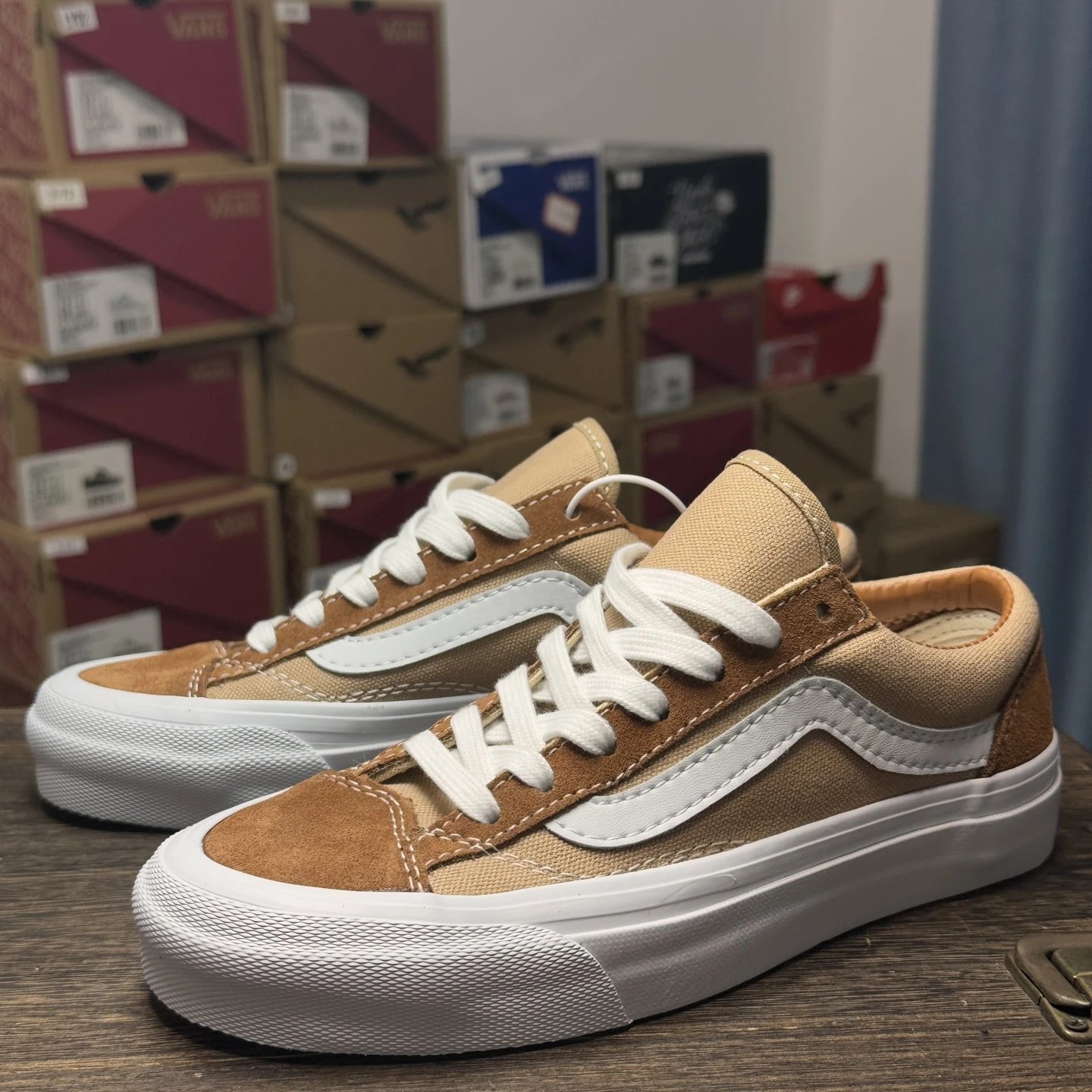 Vans Style 36 Brown Suede Canvas Skate Shoes