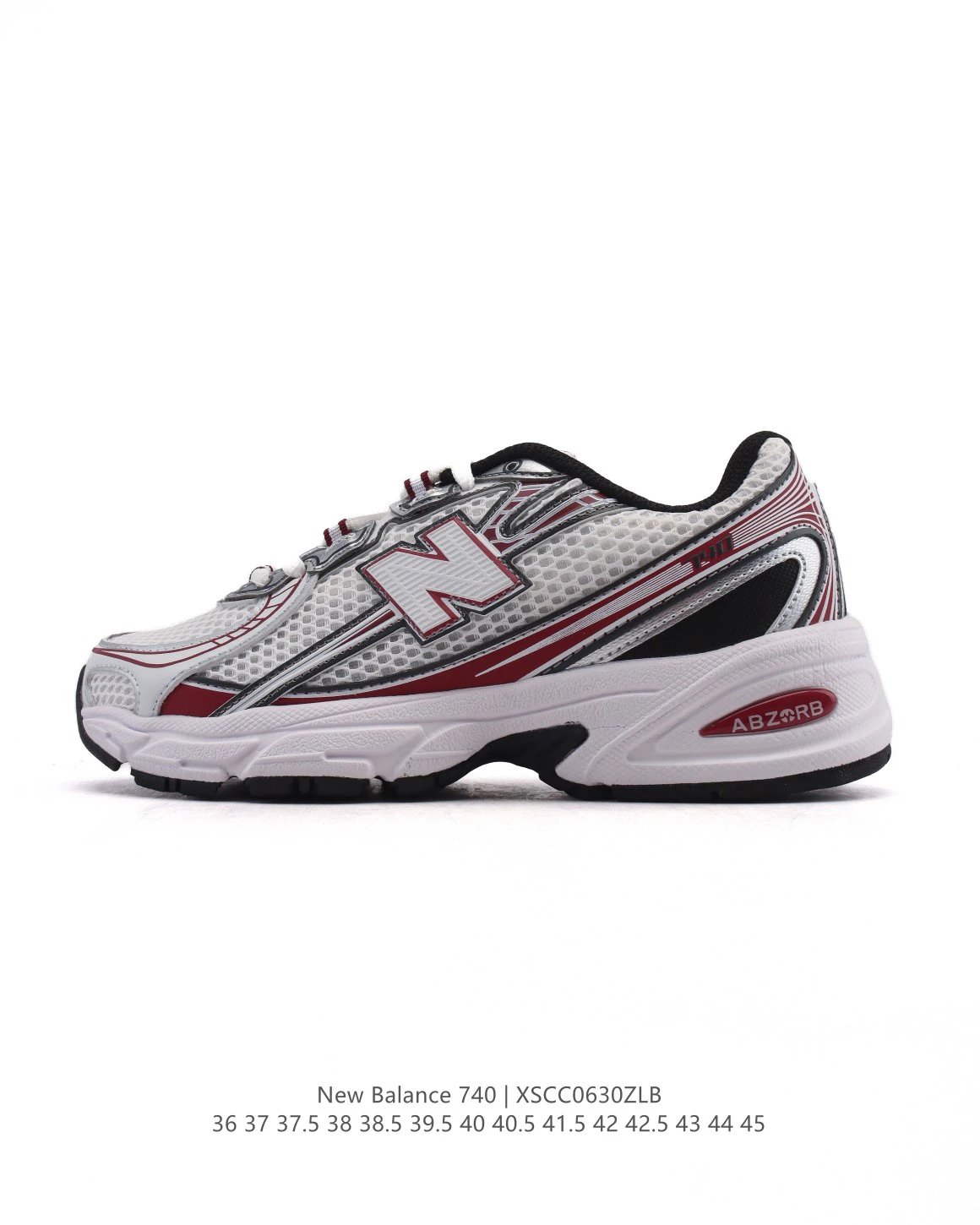 New Balance 740 Silver Burgundy Retro Running Shoes