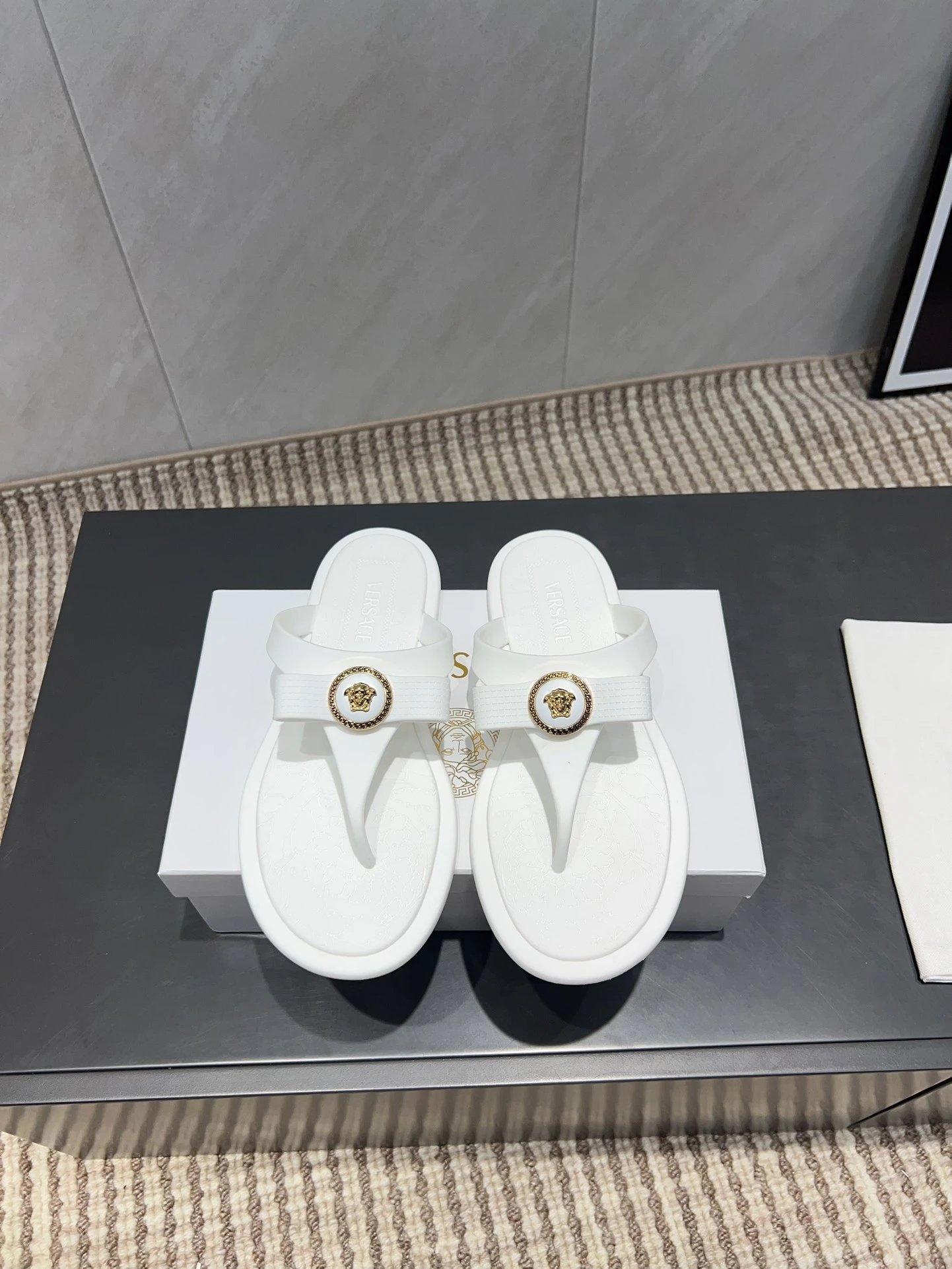 Versace Medusa White Rubber Flip Flops Sandals