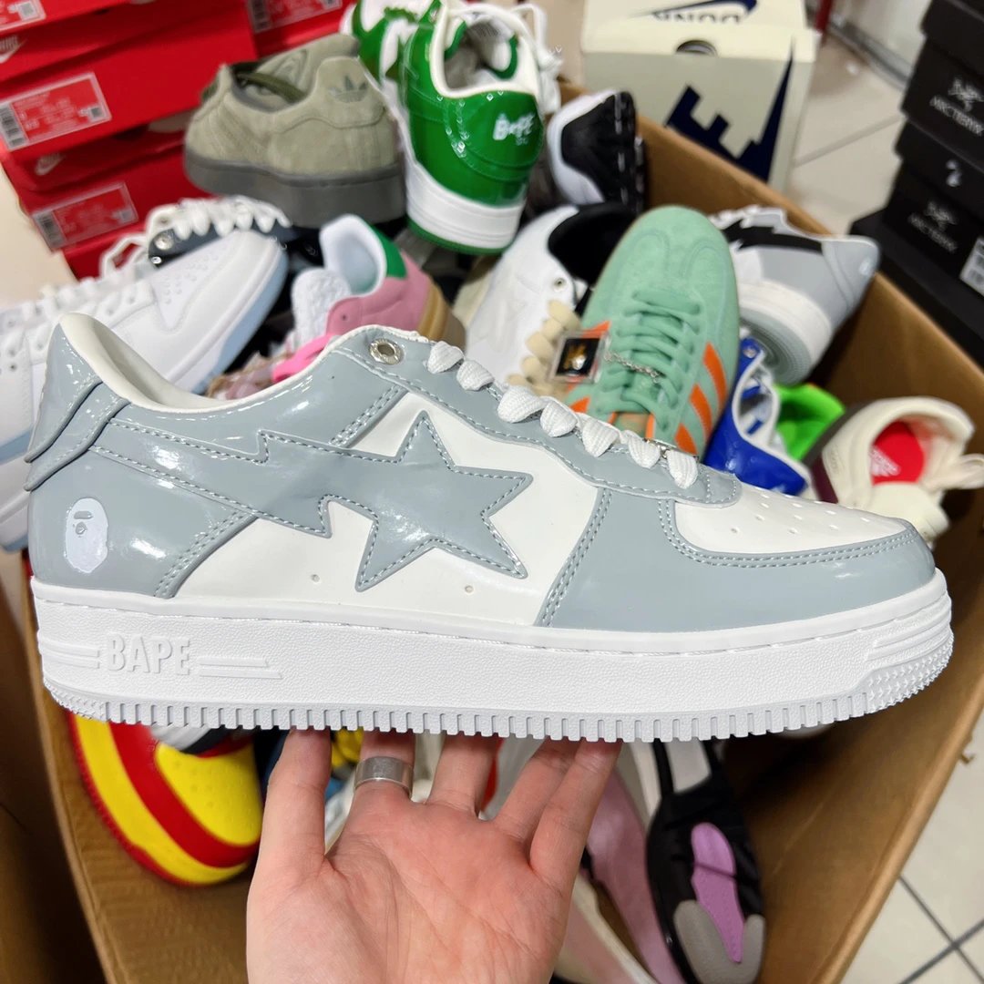 Bape Shark Camo Low Top Lace Up Skate Sneakers