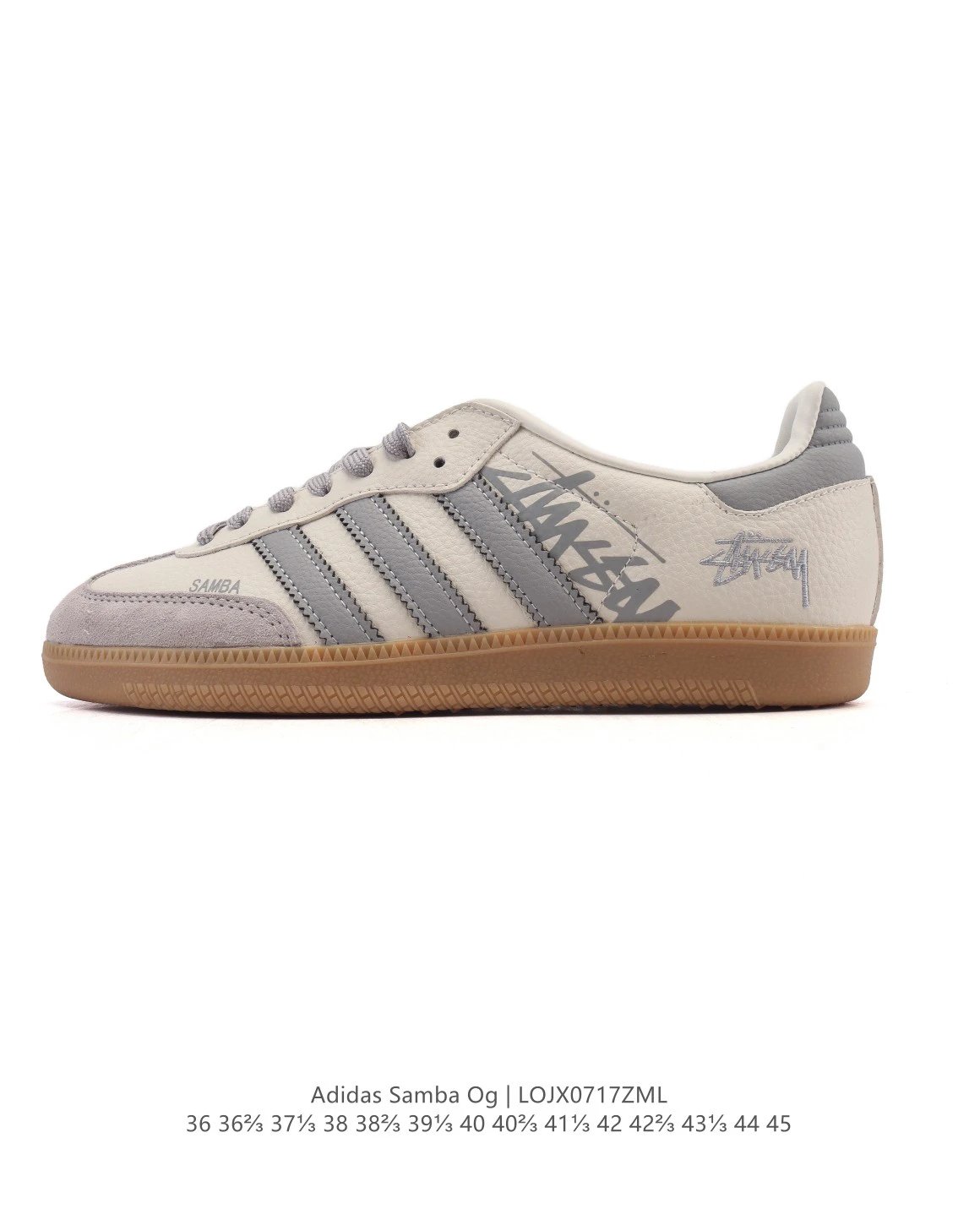 Adidas Samba OG x Stussy Grey Beige Gum Sole Sneakers