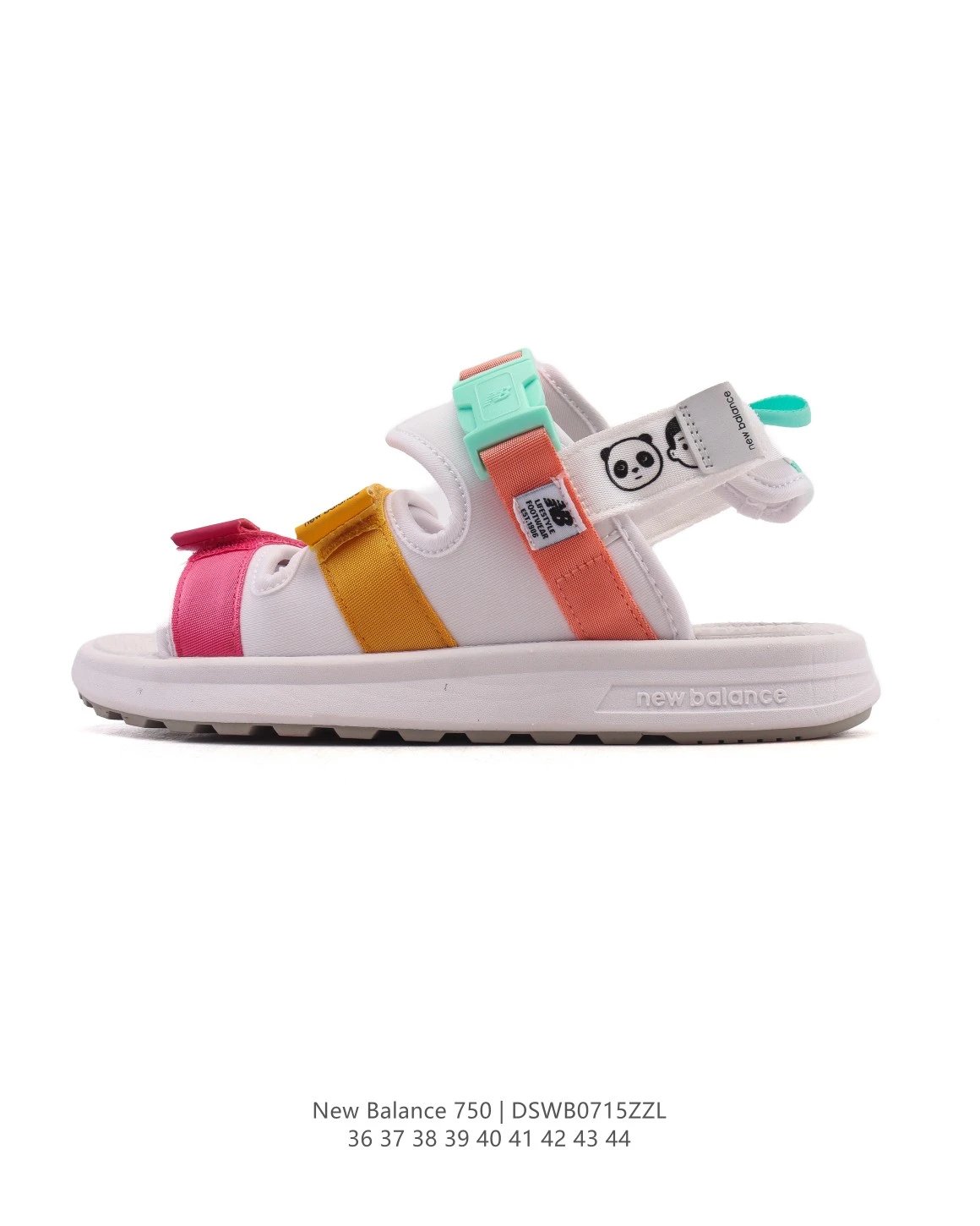 New Balance 750 White Pink Orange Panda Velcro Sandals