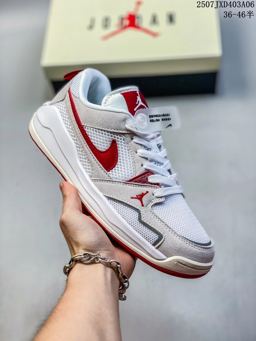 Air Jordan Retro Low White Grey Red Sneakers