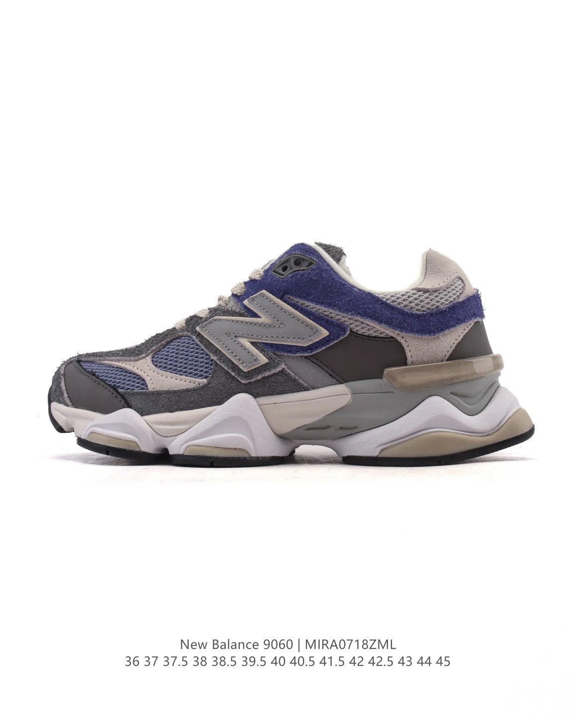 New Balance 9060 Grey Blue Retro Chunky Sneakers