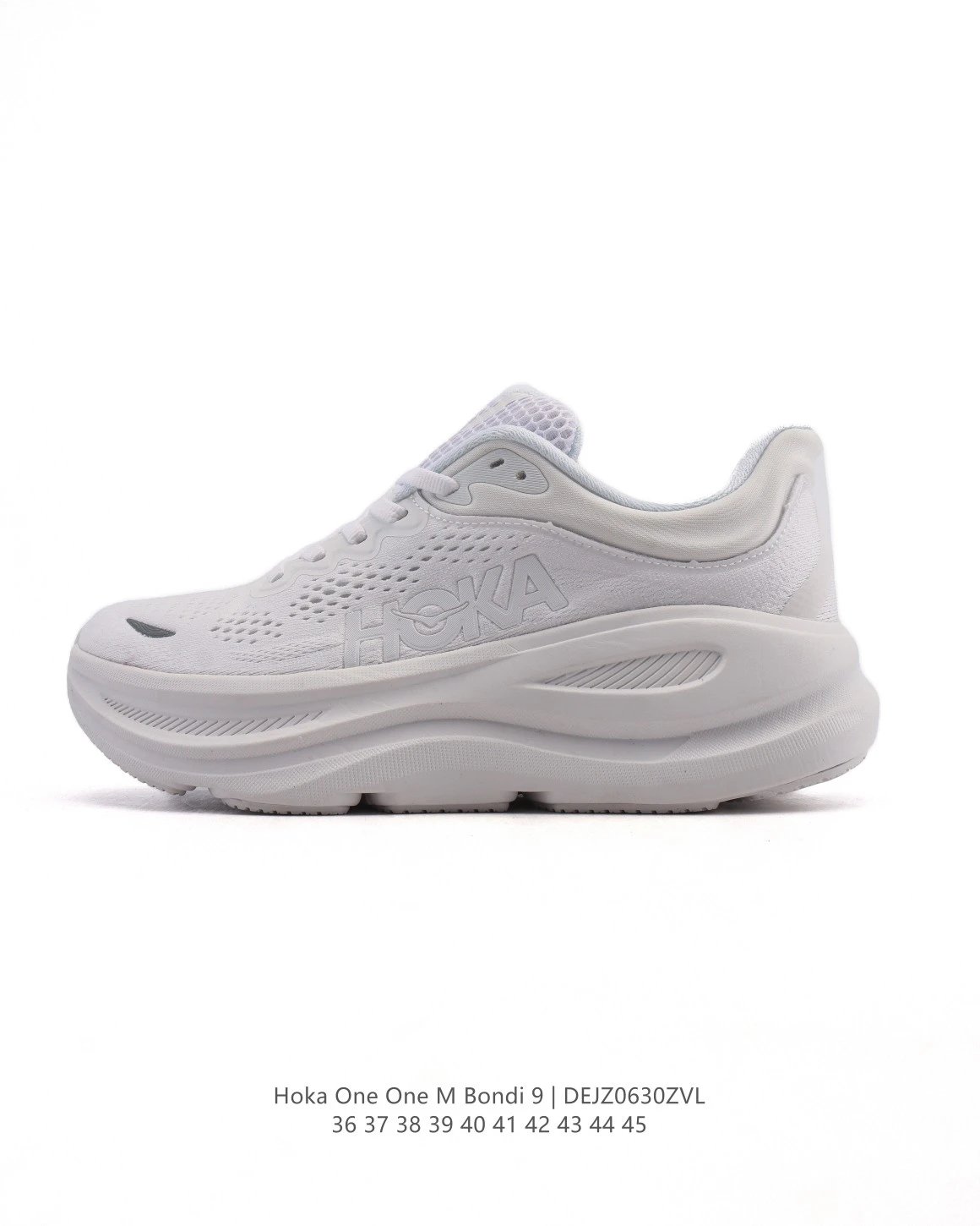 Hoka One One Bondi 9 White Grey Running Shoes