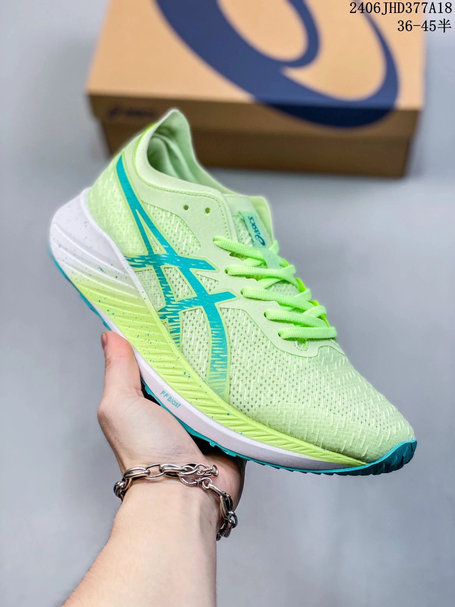 Asics Green Mesh Cushioned Running Shoes Teal Logo