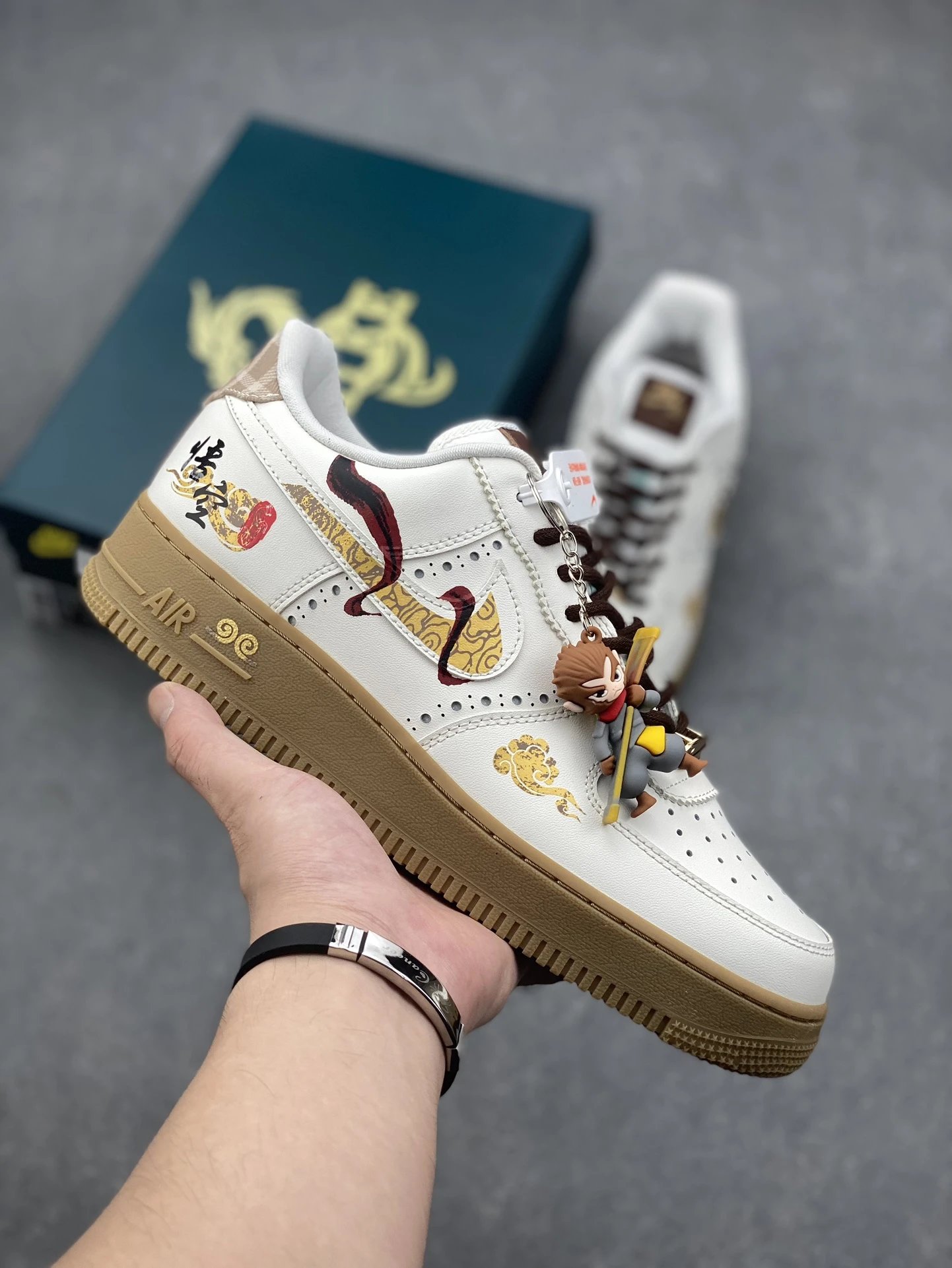 Nike Air Force 1 White Brown Wukong Cloud Sneakers