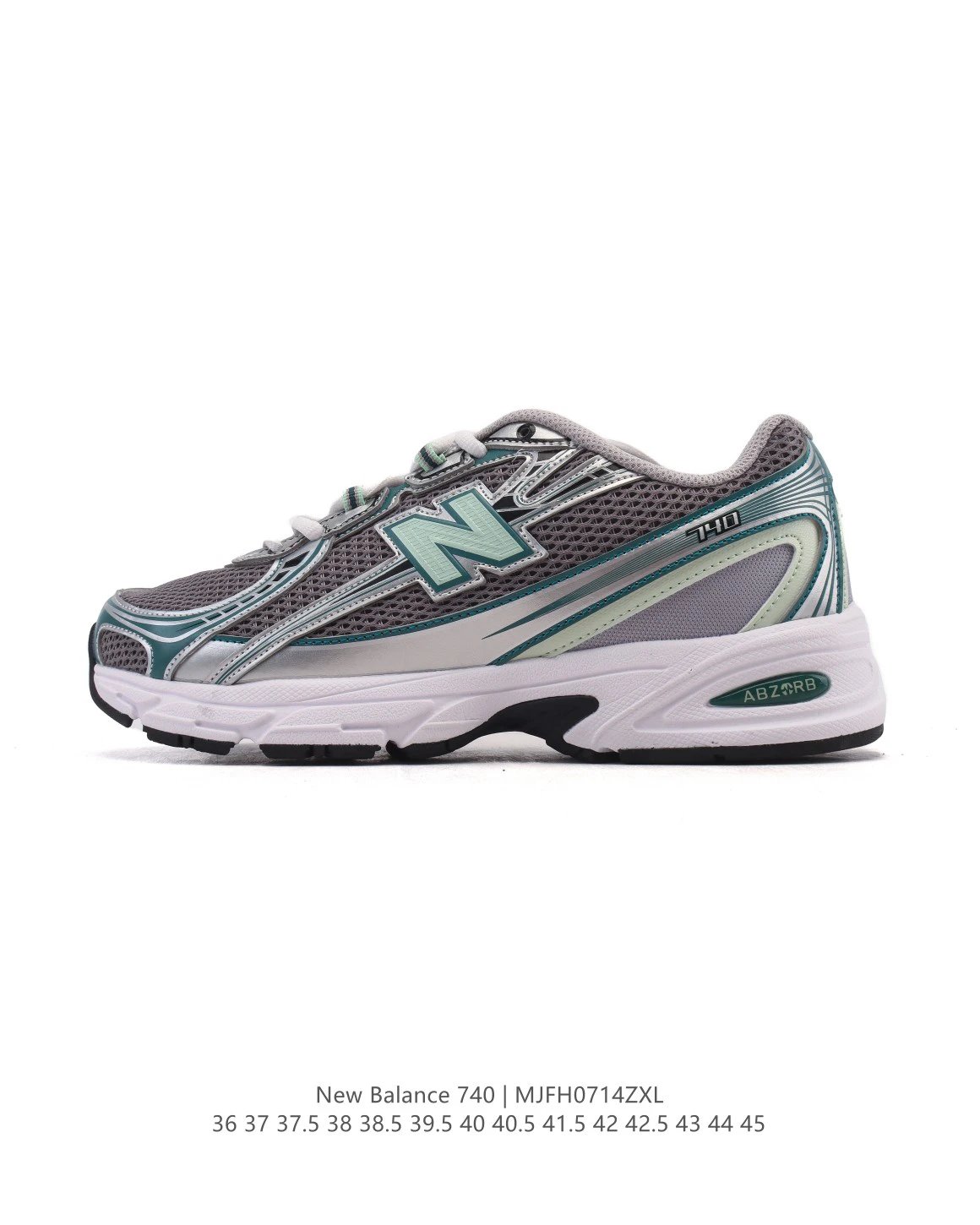 New Balance 740 Grey Green Retro Running Shoes