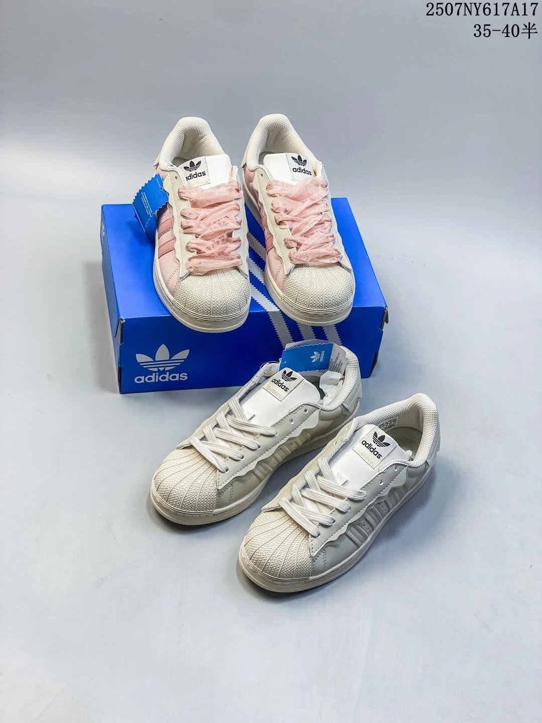 Adidas Superstar White Grey Shell Toe Leather Sneakers