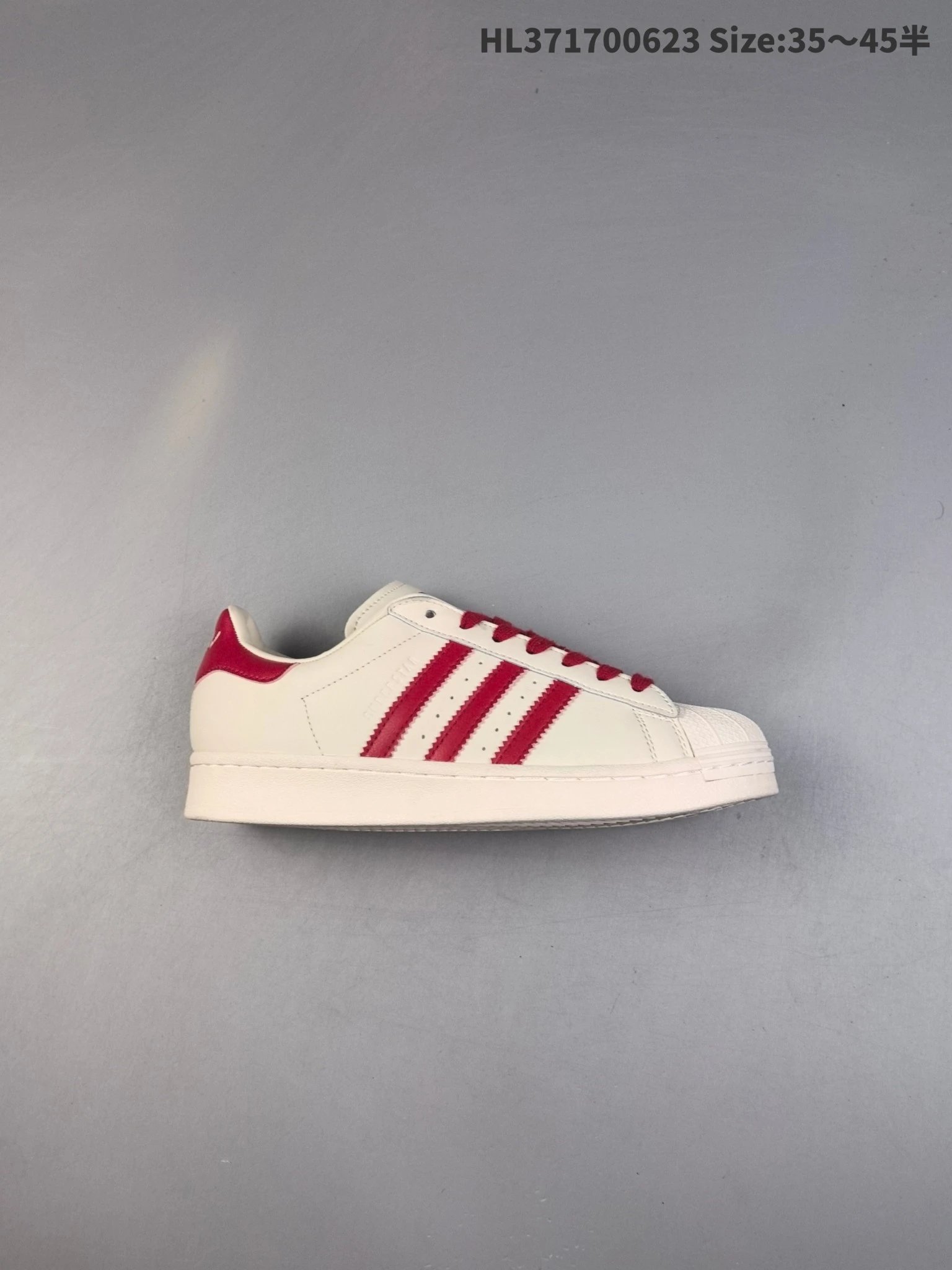 Adidas Superstar Shell Toe Cream White Red Leather Sneakers
