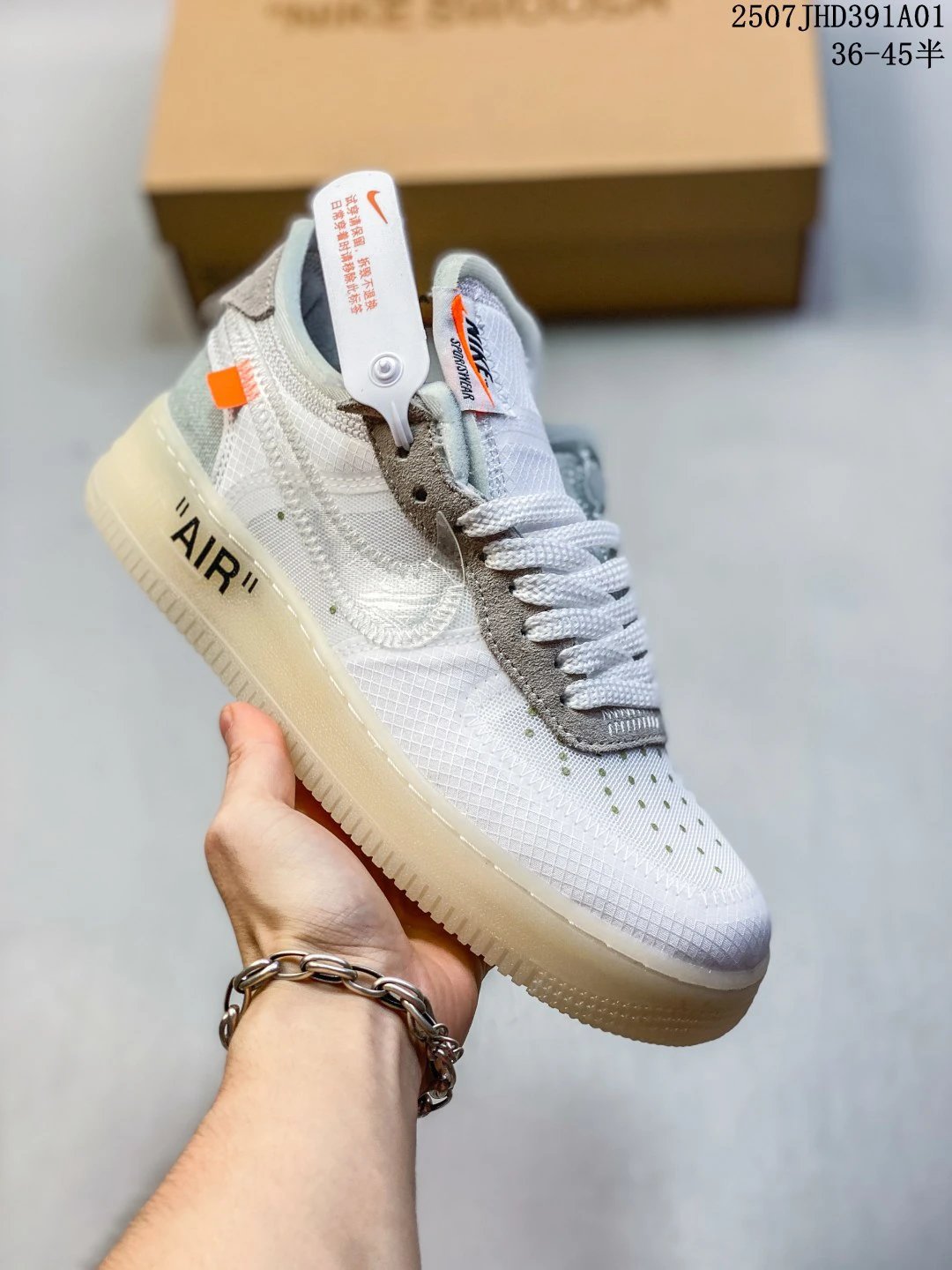 Nike Air Force 1 Off-White White Grey Mesh Sneakers