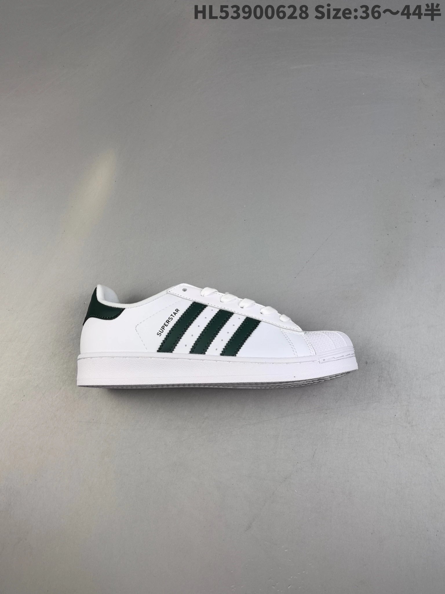 Adidas Superstar White Green Shell Toe Low Top Sneakers