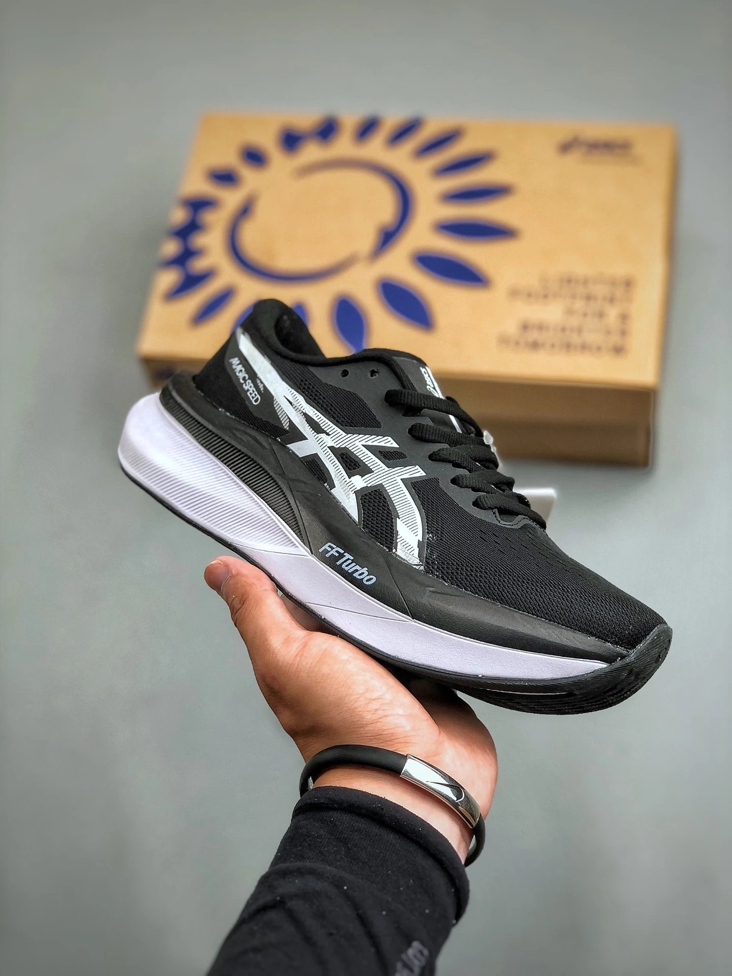 Asics Magic Speed Black White Carbon Plate Running Shoes