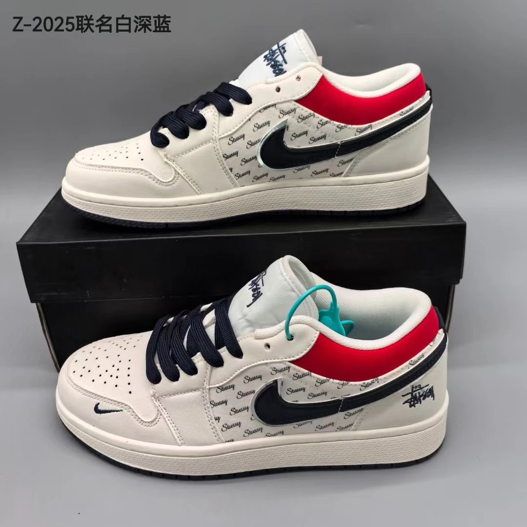 Air Jordan AJ1 Low x Stussy White Red Navy Sneakers