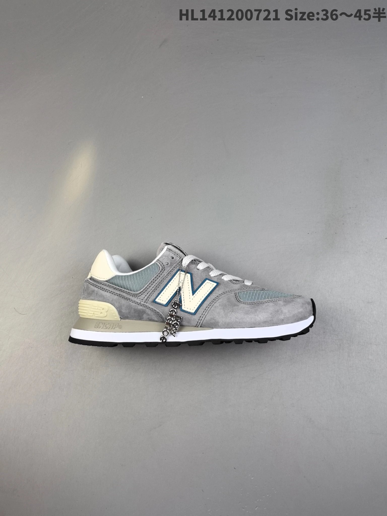 New Balance 574 Grey Blue Suede Mesh Retro Sneakers