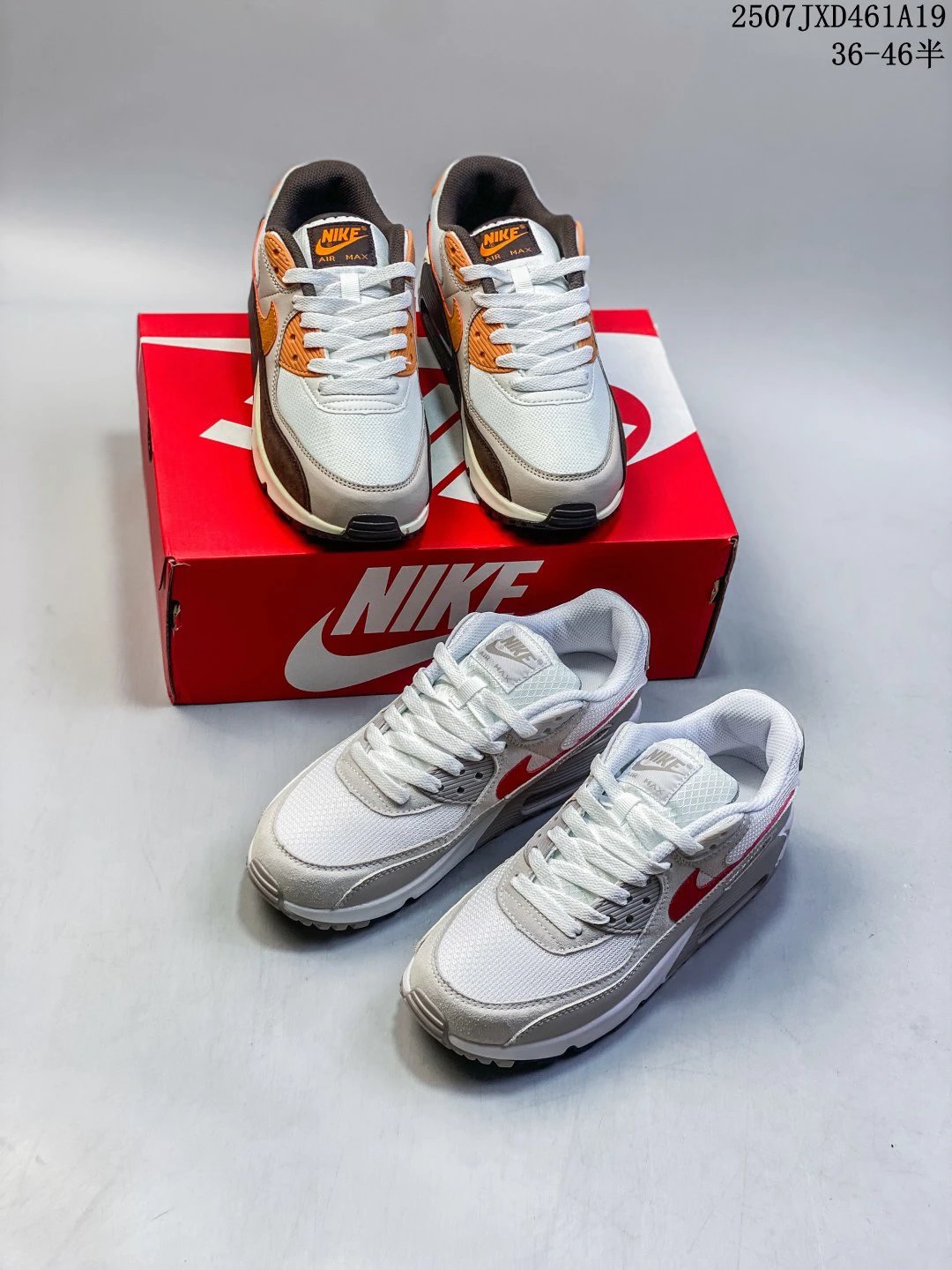 Nike Air Max 90 White Grey Red Running Sneakers