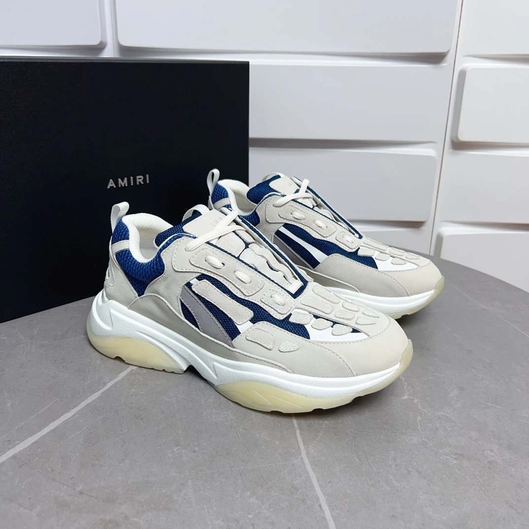 Amiri Blue White Chunky Dad Sneakers Mesh Suede Shoes