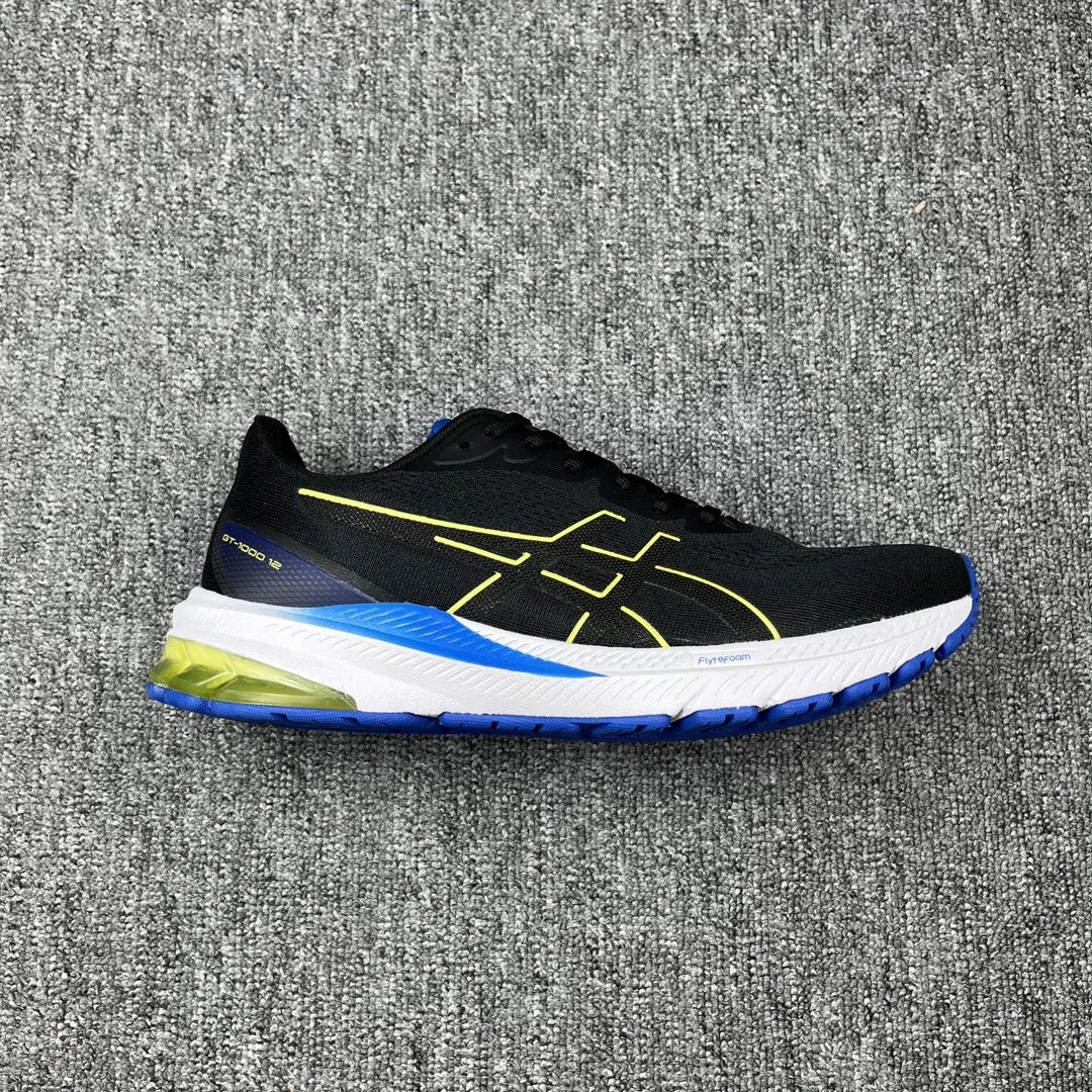 Asics GT-1000 12 Black Blue Neon Yellow Running Shoes
