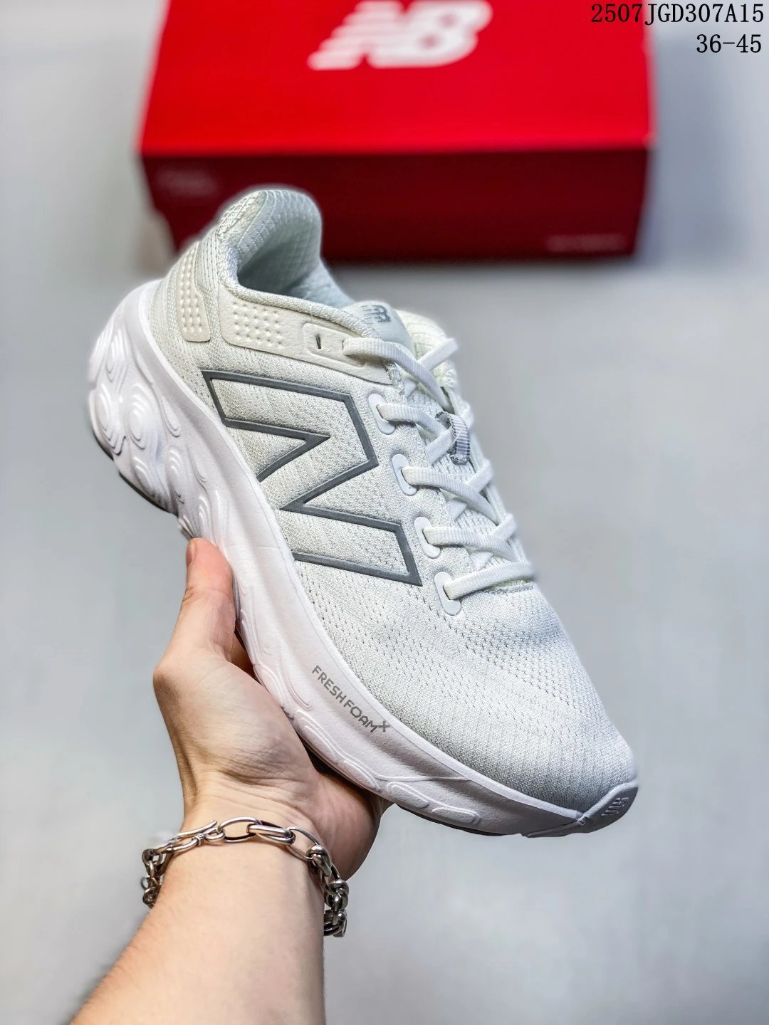 New Balance Fresh Foam X Light Gray Knit Running Shoes