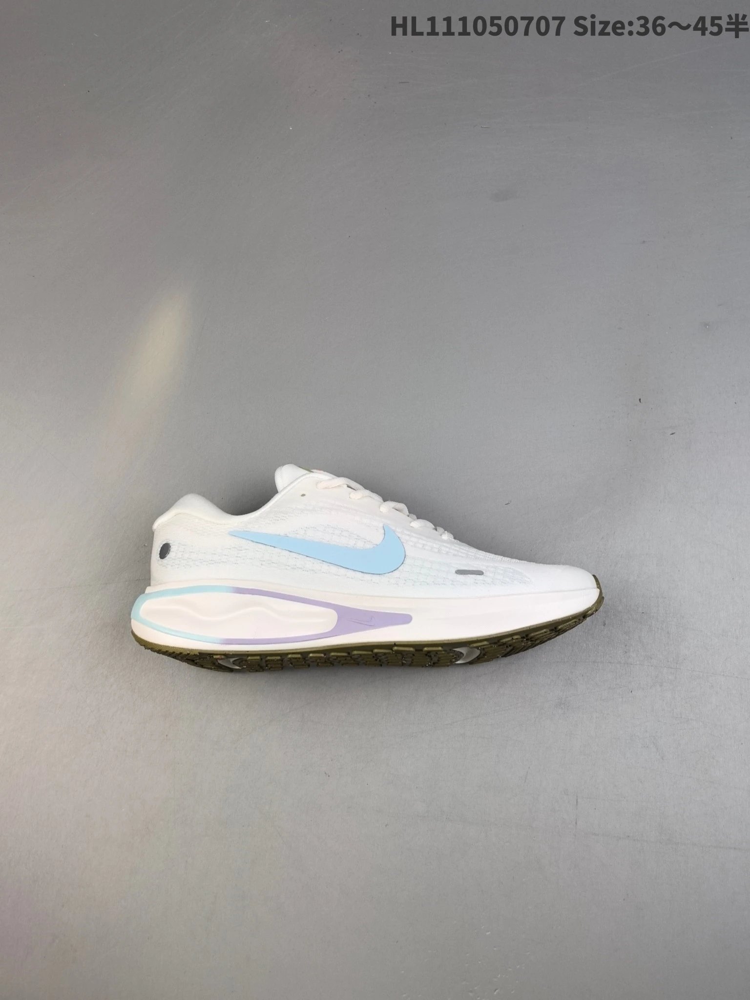 Nike White Running Shoes Blue Swoosh Gradient Sole