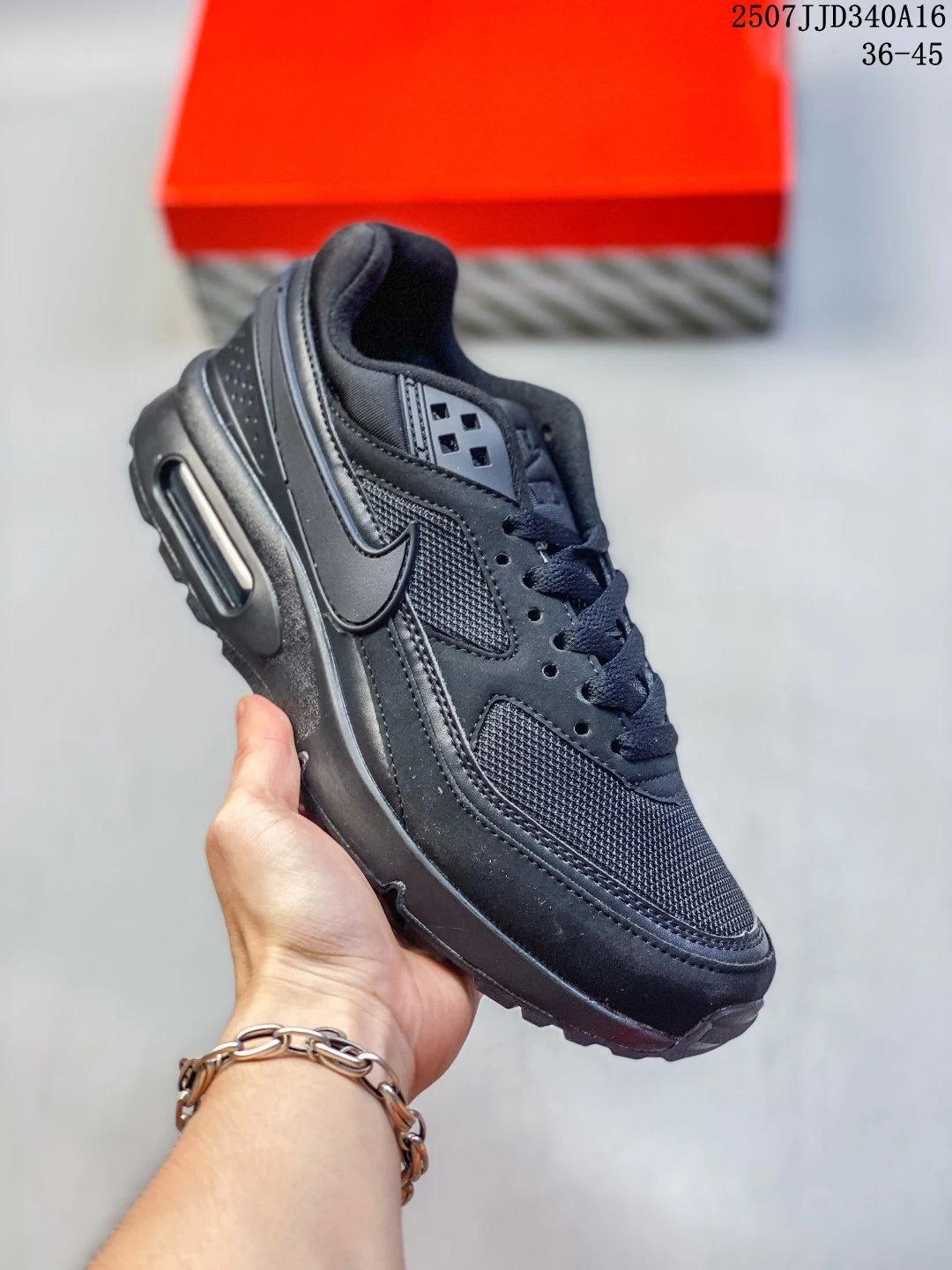 Nike Air Max Black Mesh Leather Running Sneakers