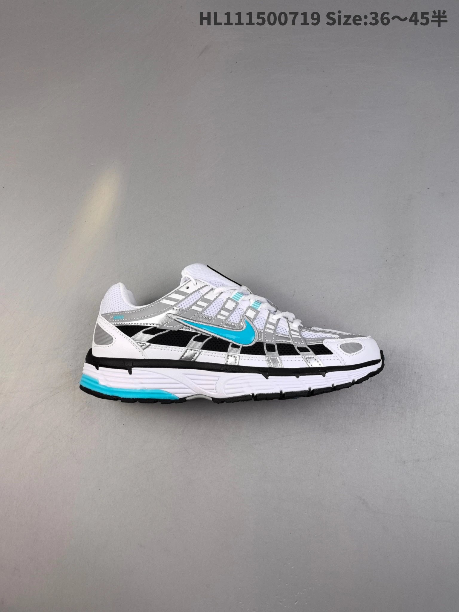 Nike P-6000 White Silver Aqua Mesh Running Shoes
