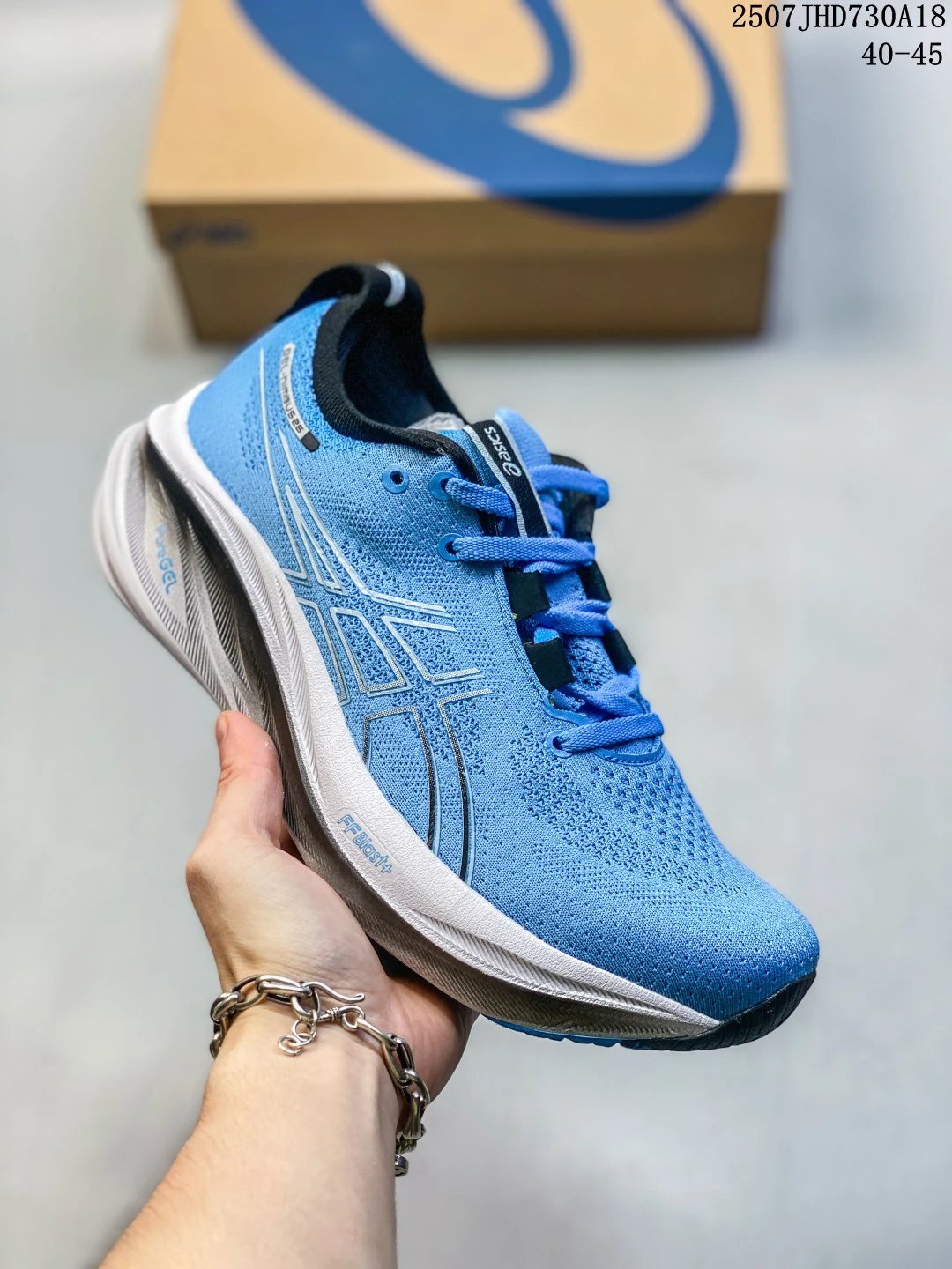 ASICS GEL-Nimbus 26 Blue Knit Mesh Running Shoes