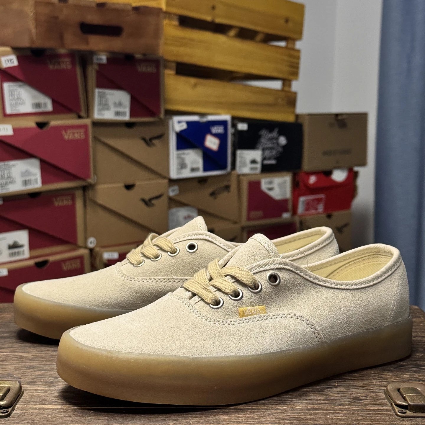 Vans Authentic Beige Suede Gum Sole Skate Shoes