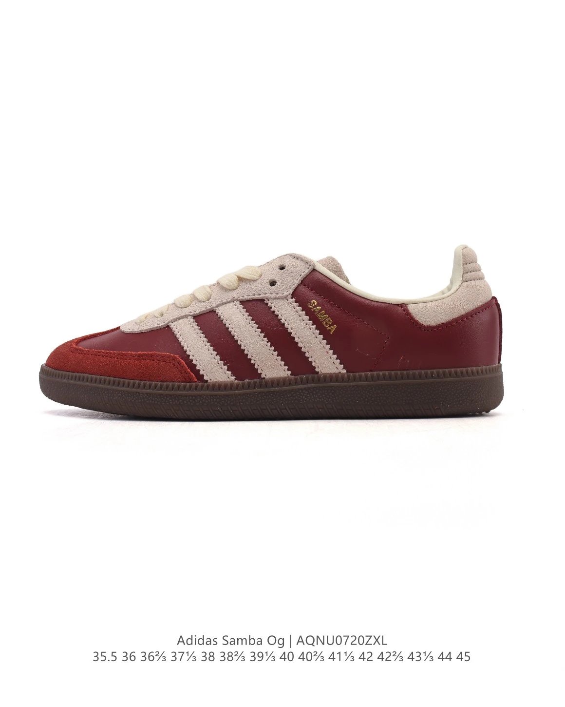 Adidas Samba OG Burgundy Cream Retro Suede Leather Gum Sole