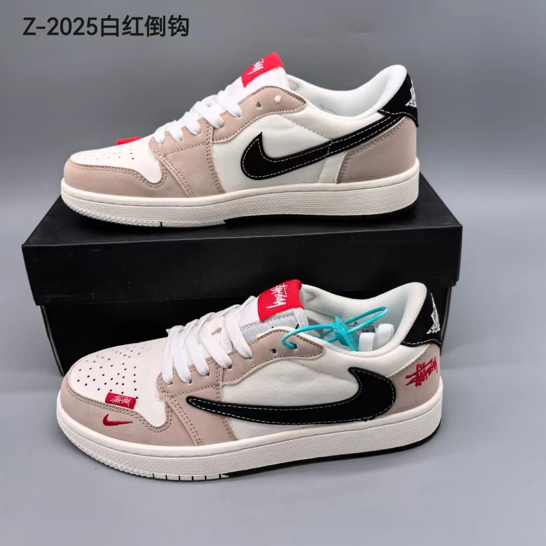 Air Jordan AJ Low 2025 Retro White Red Leather Sneakers