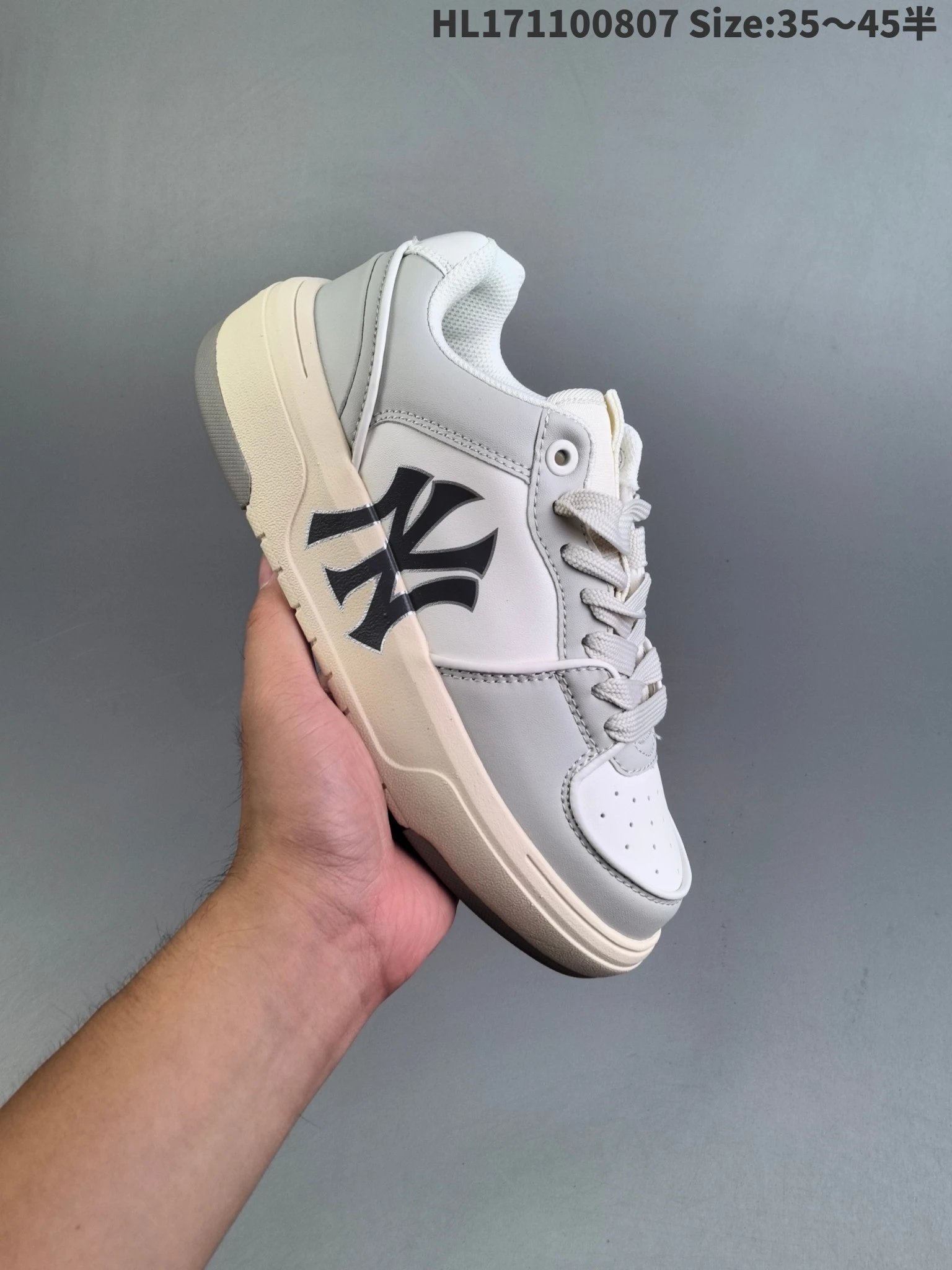 MLB Yankees White Chunky Dad Sneakers Leather Mesh Shoes