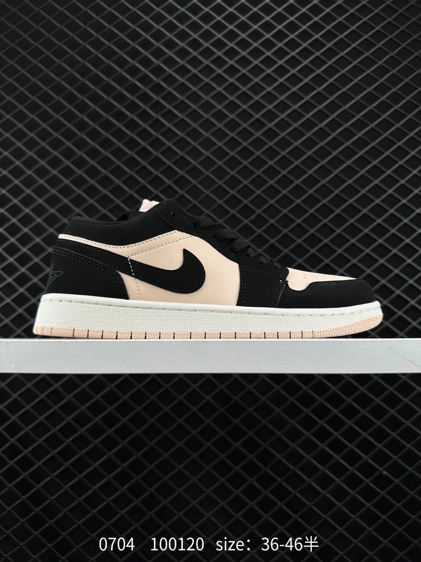 Air Jordan AJ1 Low Black Pink Leather Swoosh Sneakers