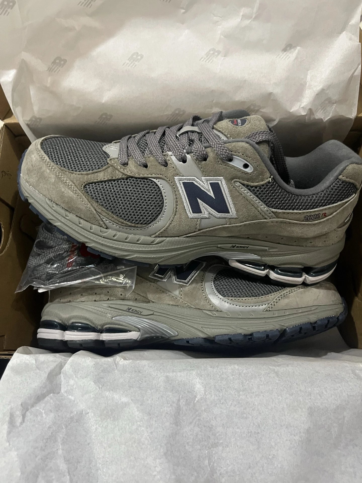 New Balance 2002R Grey Taupe Suede Mesh Running Shoes