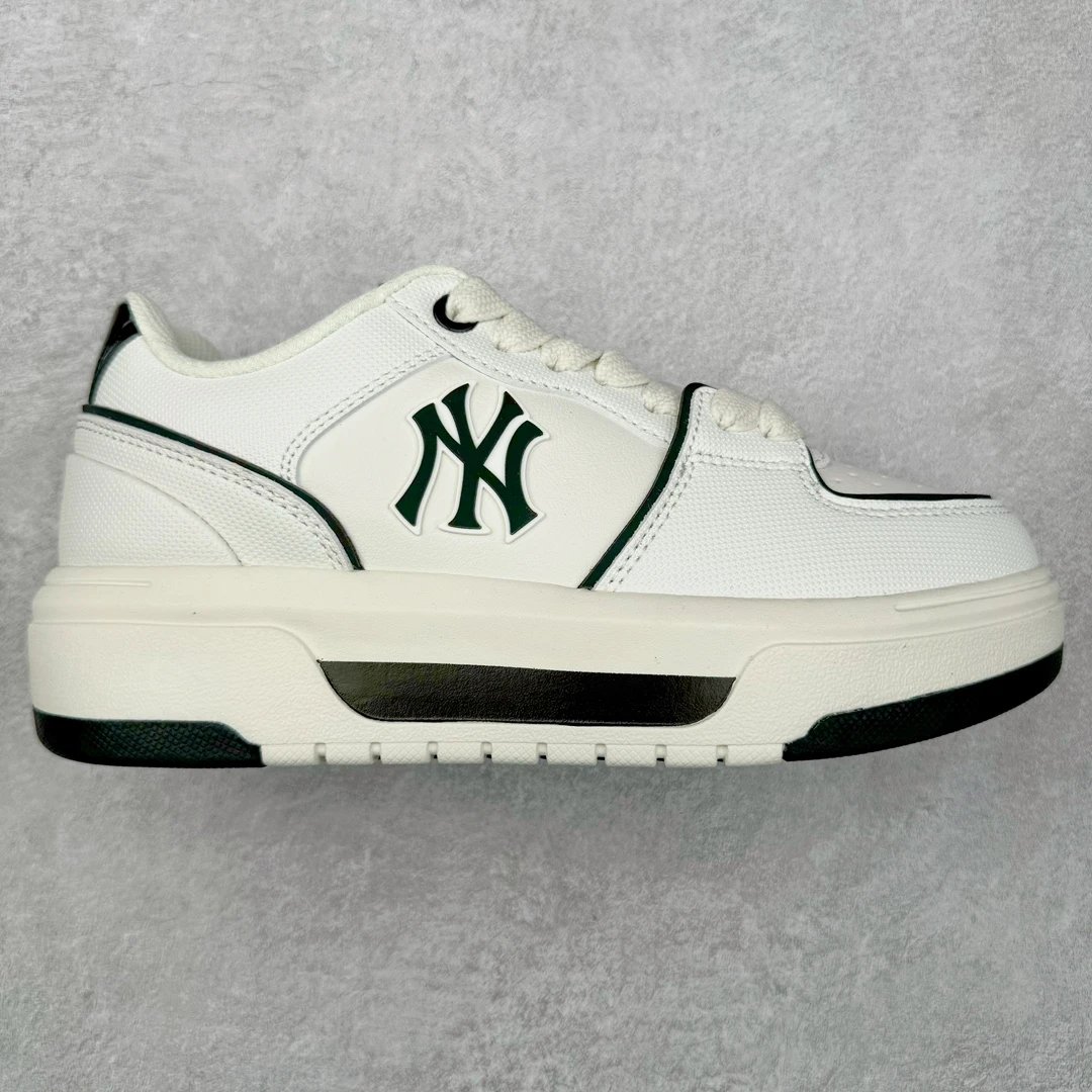 MLB Beige Brown NY Chunky Dad Sneakers Leather Mesh