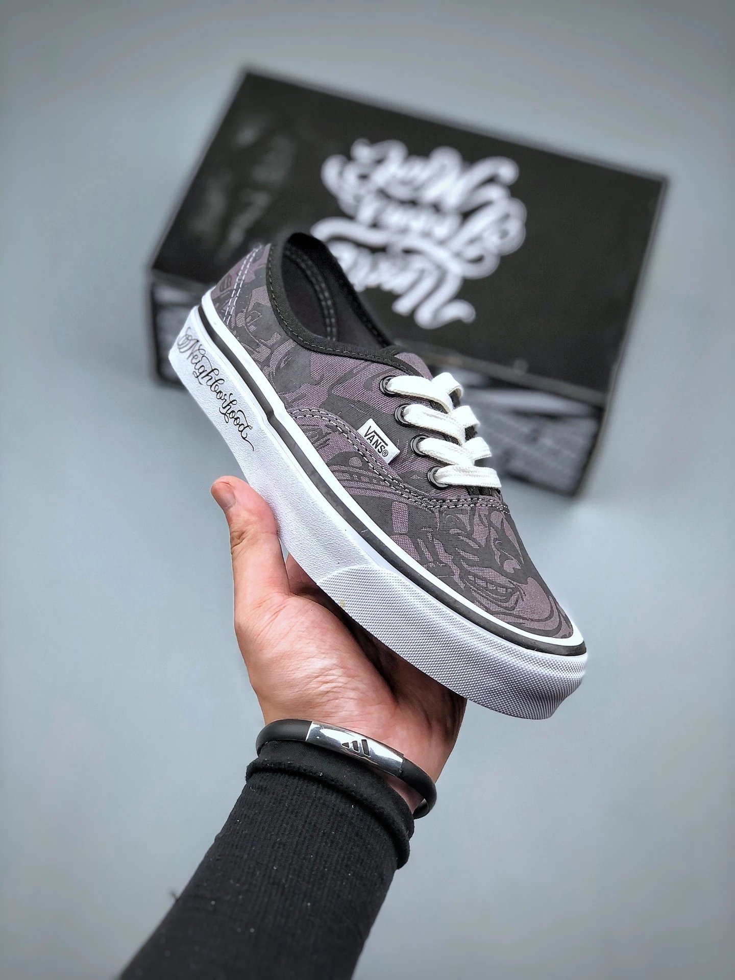 Vans Authentic Gray Graffiti Canvas Low-Top Skate Shoes