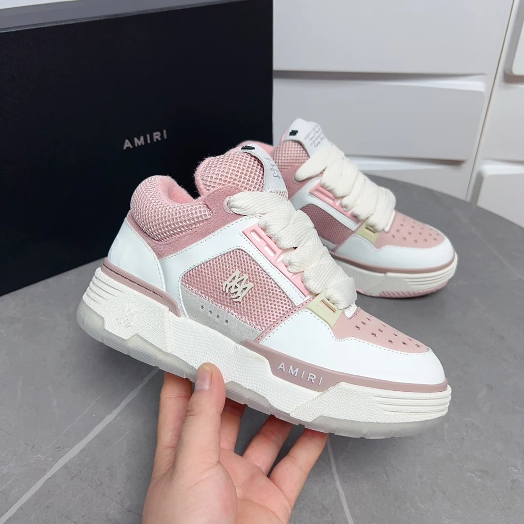 Amiri Pink White Skeleton Mesh Leather Chunky Sneakers