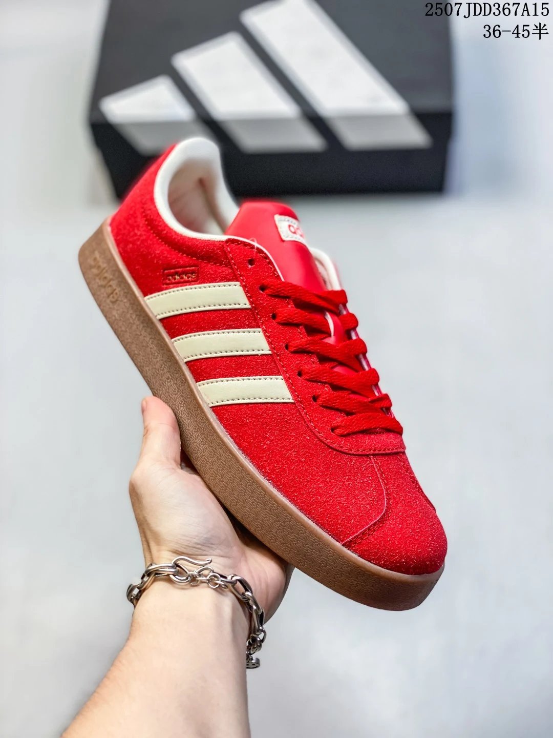 Adidas Gazelle Red Suede Cream Stripe Gum Sneakers