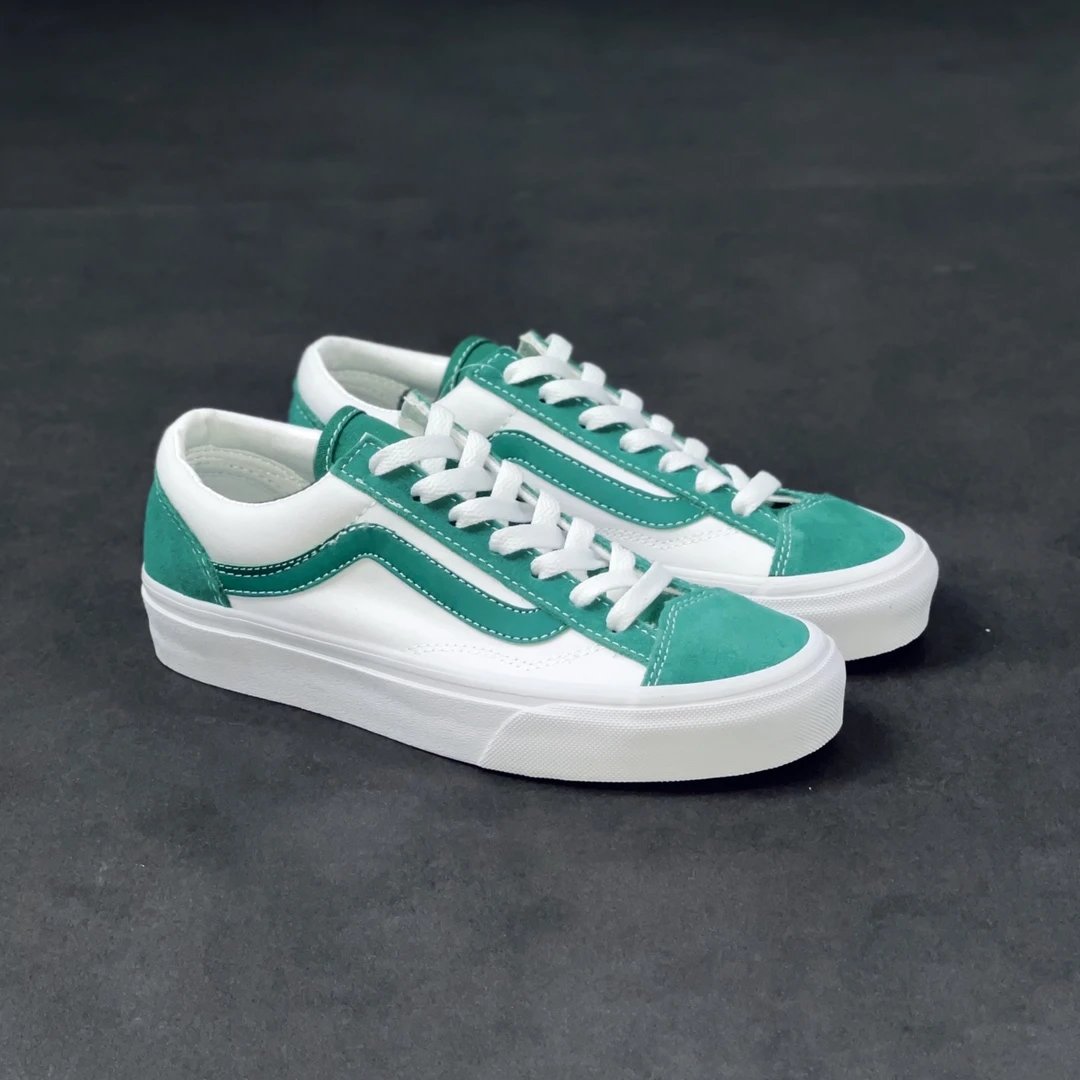 Vans Old Skool Green White Low Top Skate Shoes