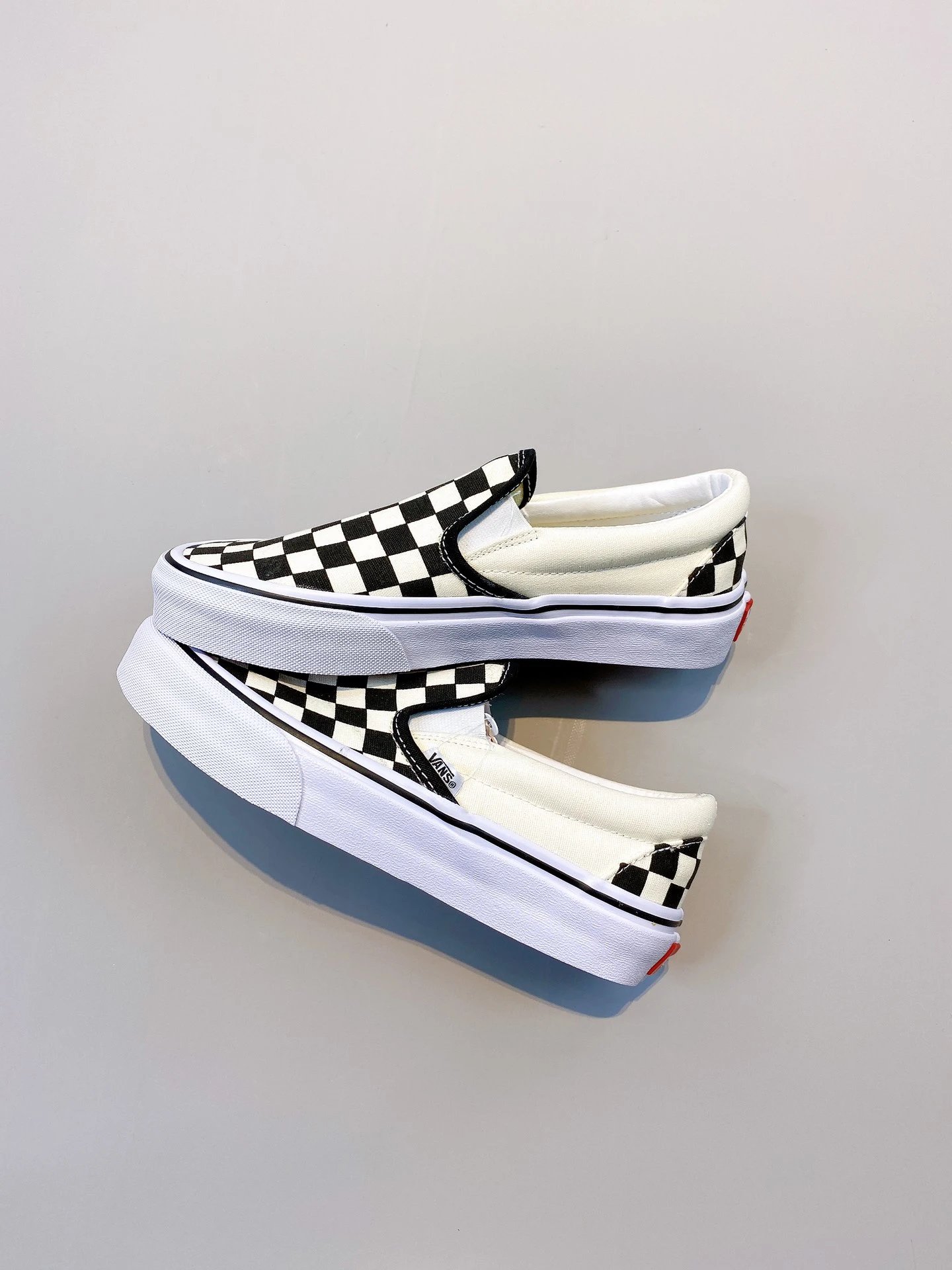 Vans Checkerboard Slip-On Platform Canvas Shoes Black White