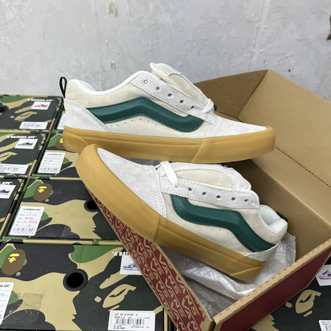 Vans Old Skool Beige Green Gum Sole Skate Shoes