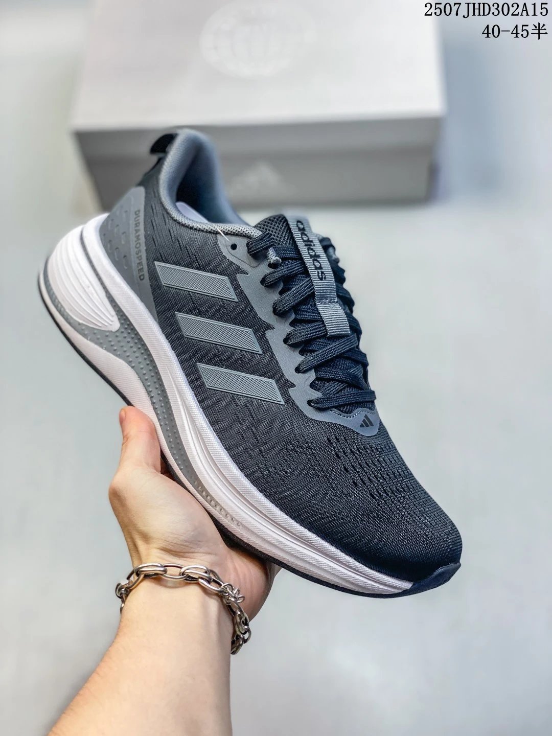 Adidas Duramo Speed Black Gray Mesh Running Shoes