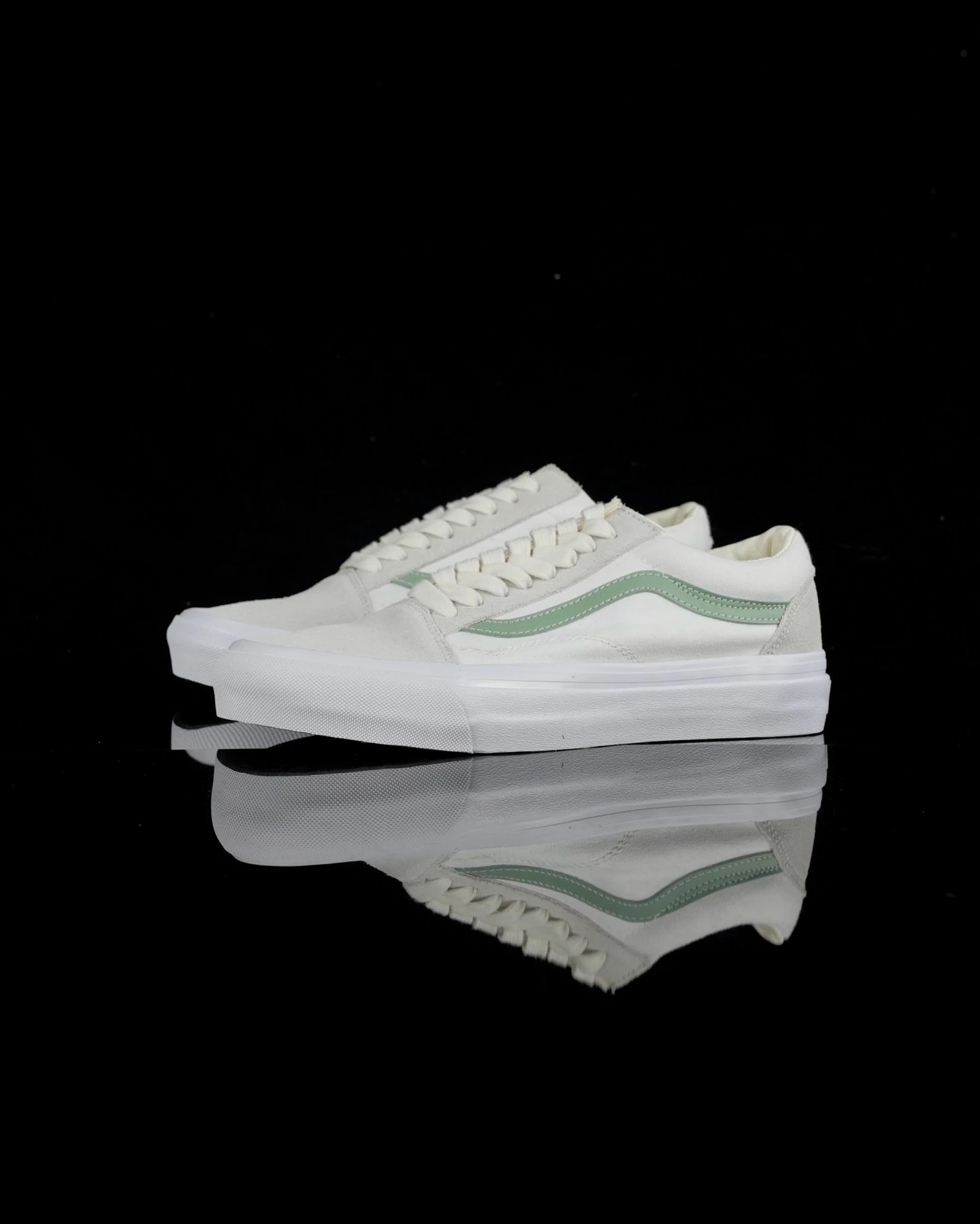 Vans Old Skool White Mint Green Low Top Skate Shoes